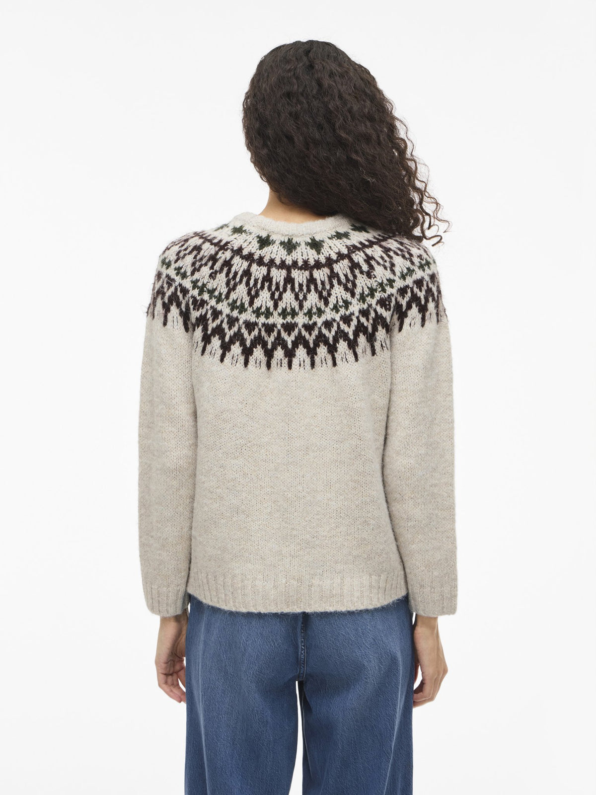 VILA Strickpullover Super Light Natural Melan/Coffee Be