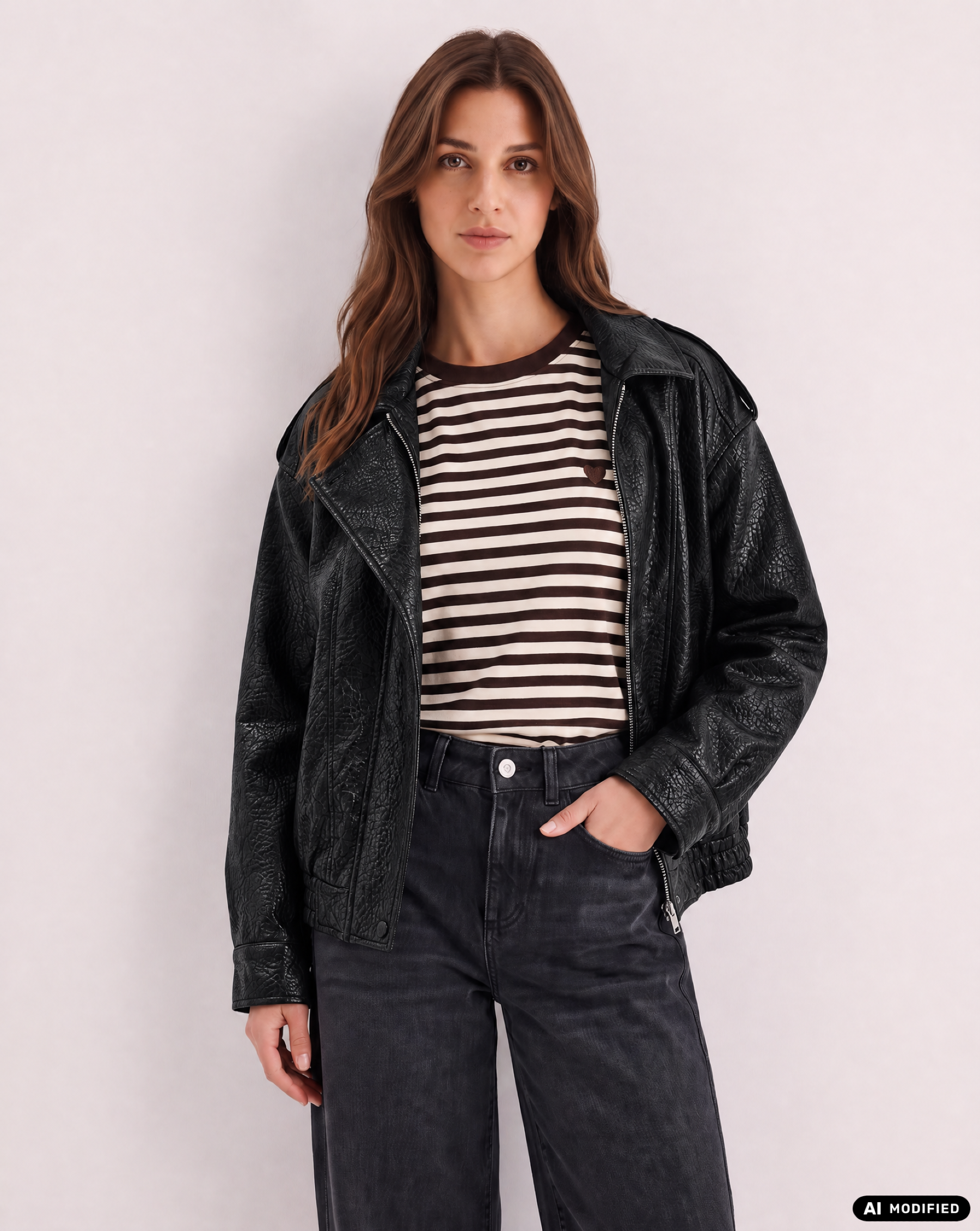 Kunstlederjacke mit Reverskragen
