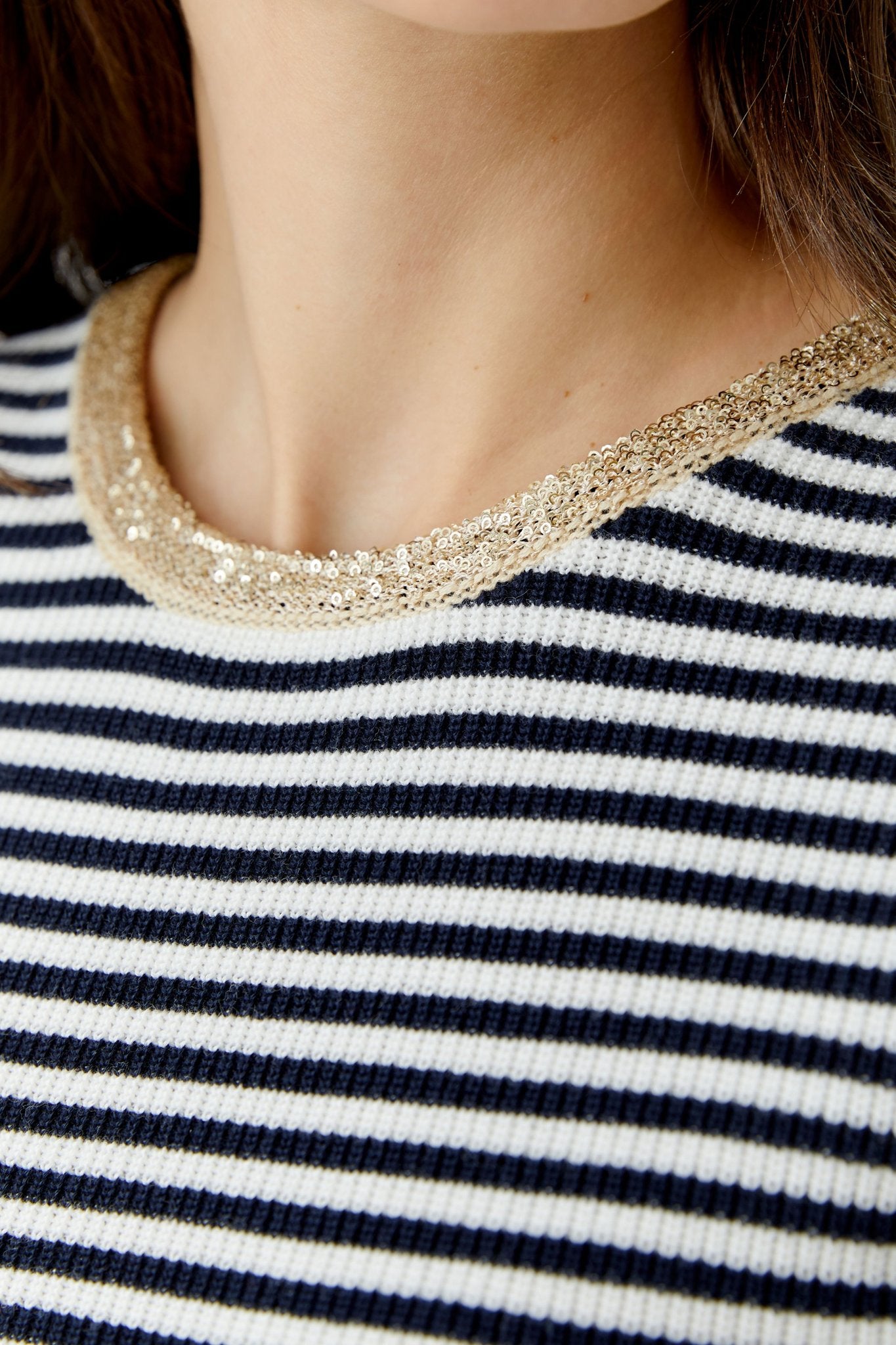 Oui Strickpullover Dk Blue White