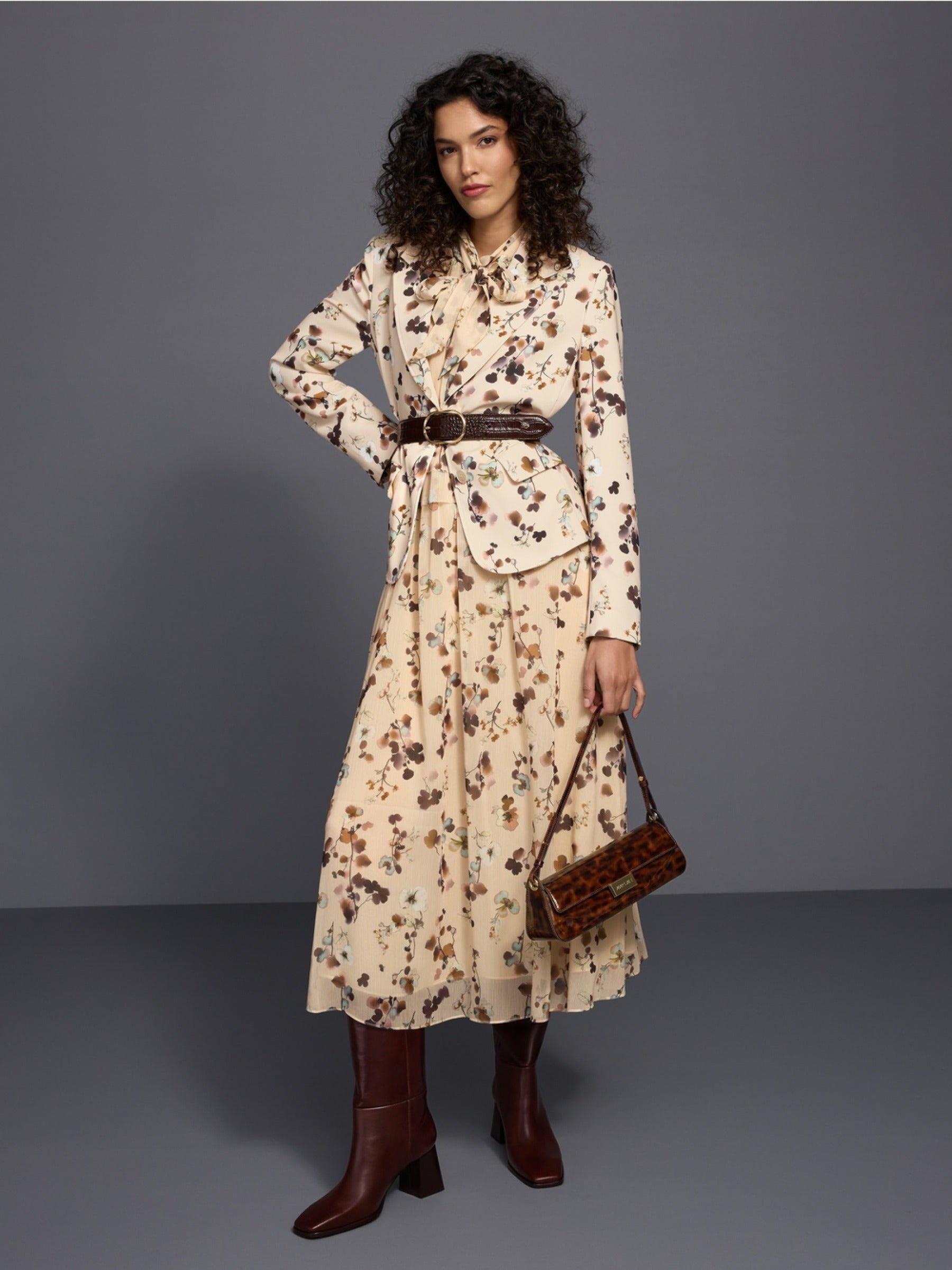 Taillierter Flower-Print-Blazer