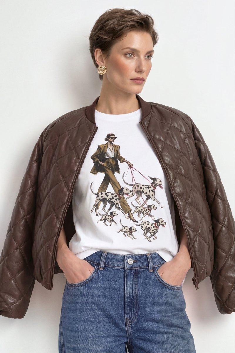 Baumwoll-T-Shirt mit Modeillustration