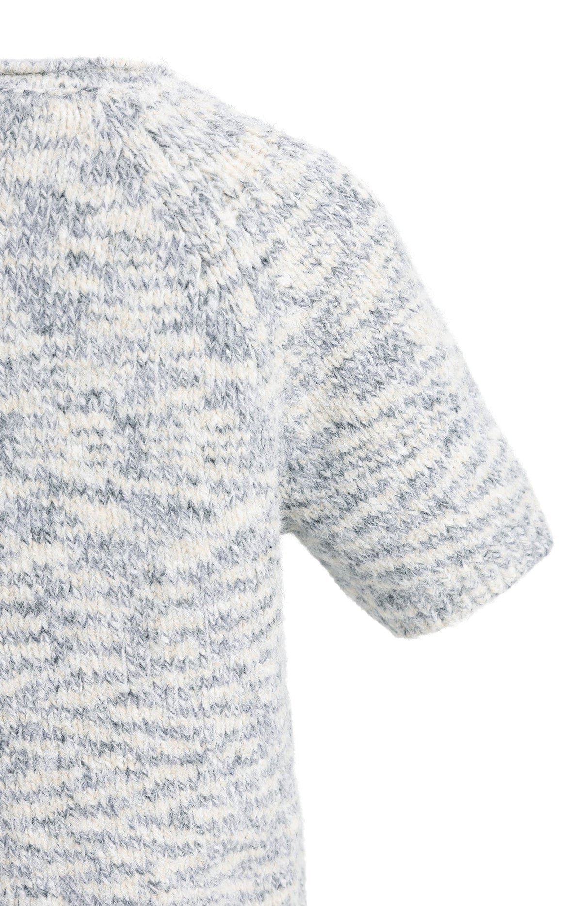 Melange-Strickpullover mit kurzen Ärmeln