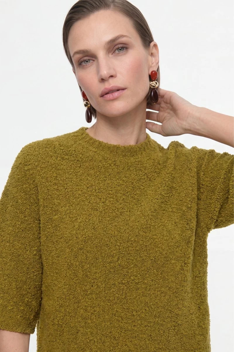 Bouclé-Pullover mit Halbarm