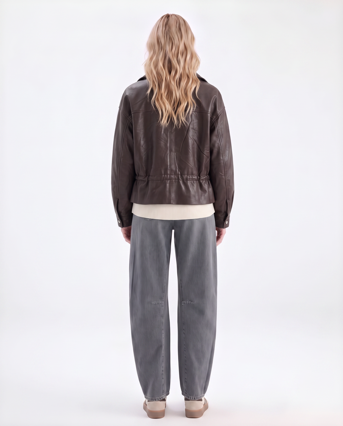 Kunstlederjacke mit Bindeschlaufen