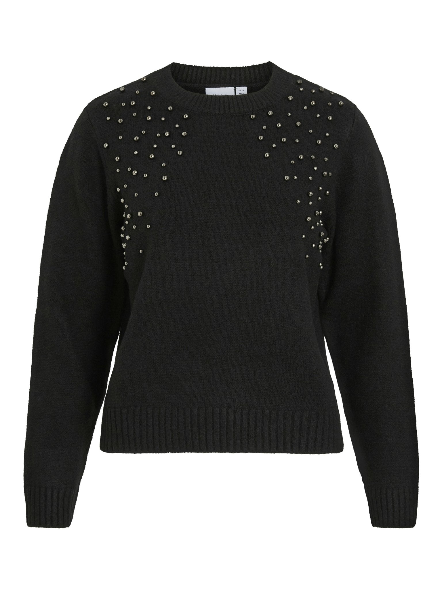 VILA Strickpullover Black Beauty/Lipo Egret