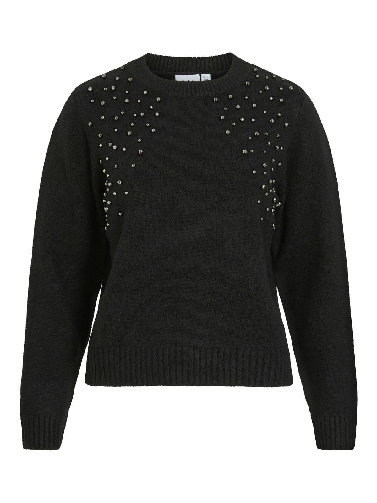 VILA Strickpullover Black Beauty/Lipo Egret