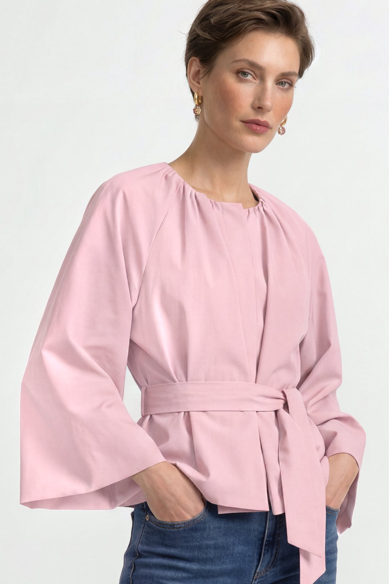 Bluse mit Bindegürtel
