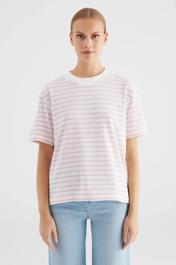 Cup of Joe T-Shirts Striped Pink