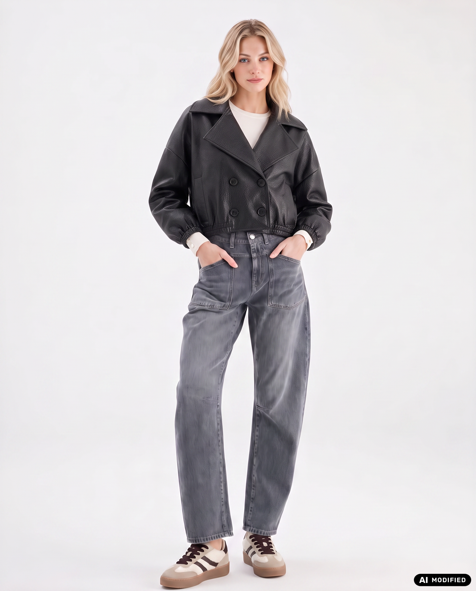 Kunstlederjacke mit Reverskragen