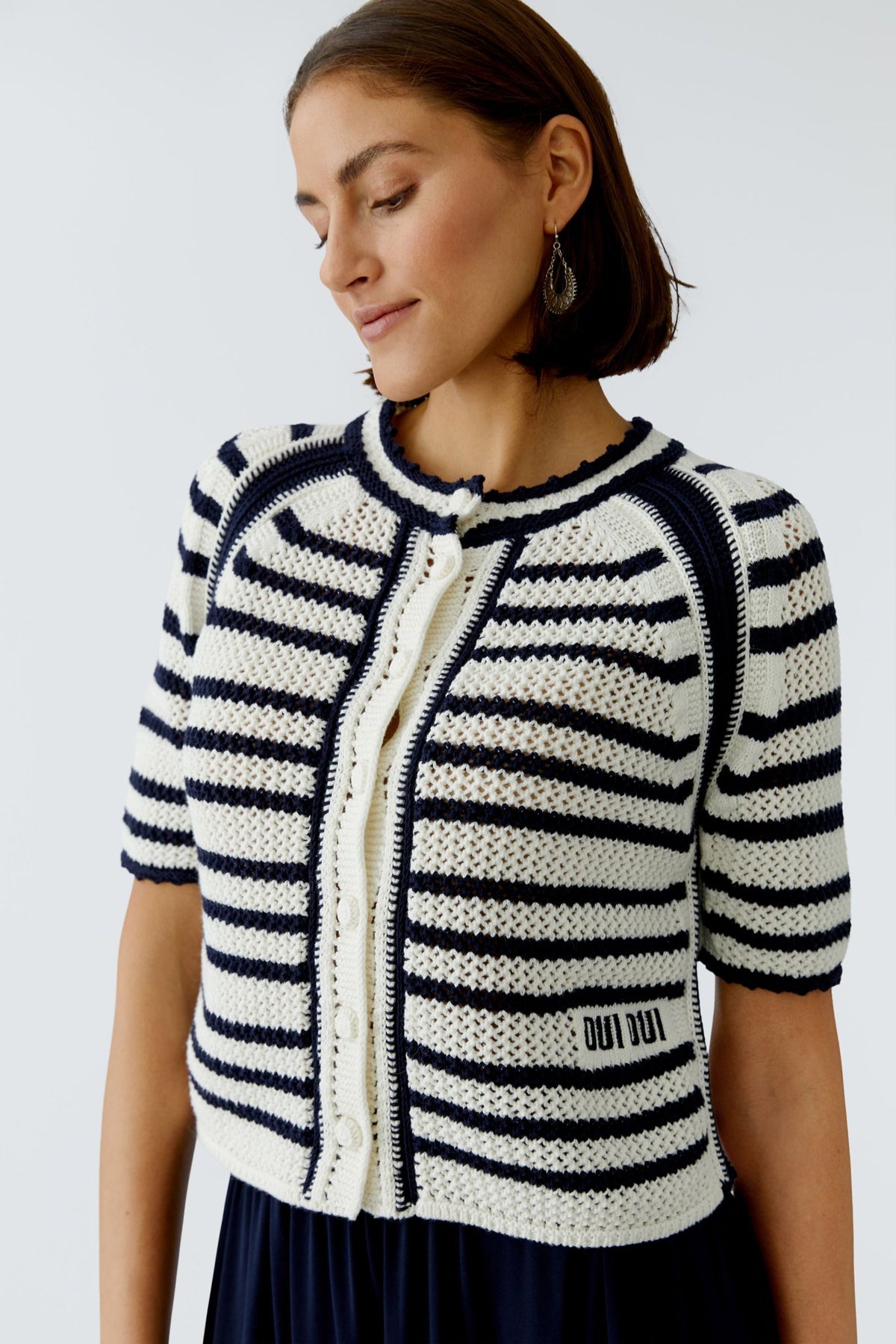 Oui Strickjacken White Blue