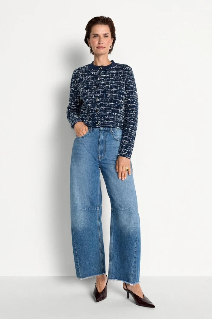 Bouclé-Cardigan mit Metallknöpfen
