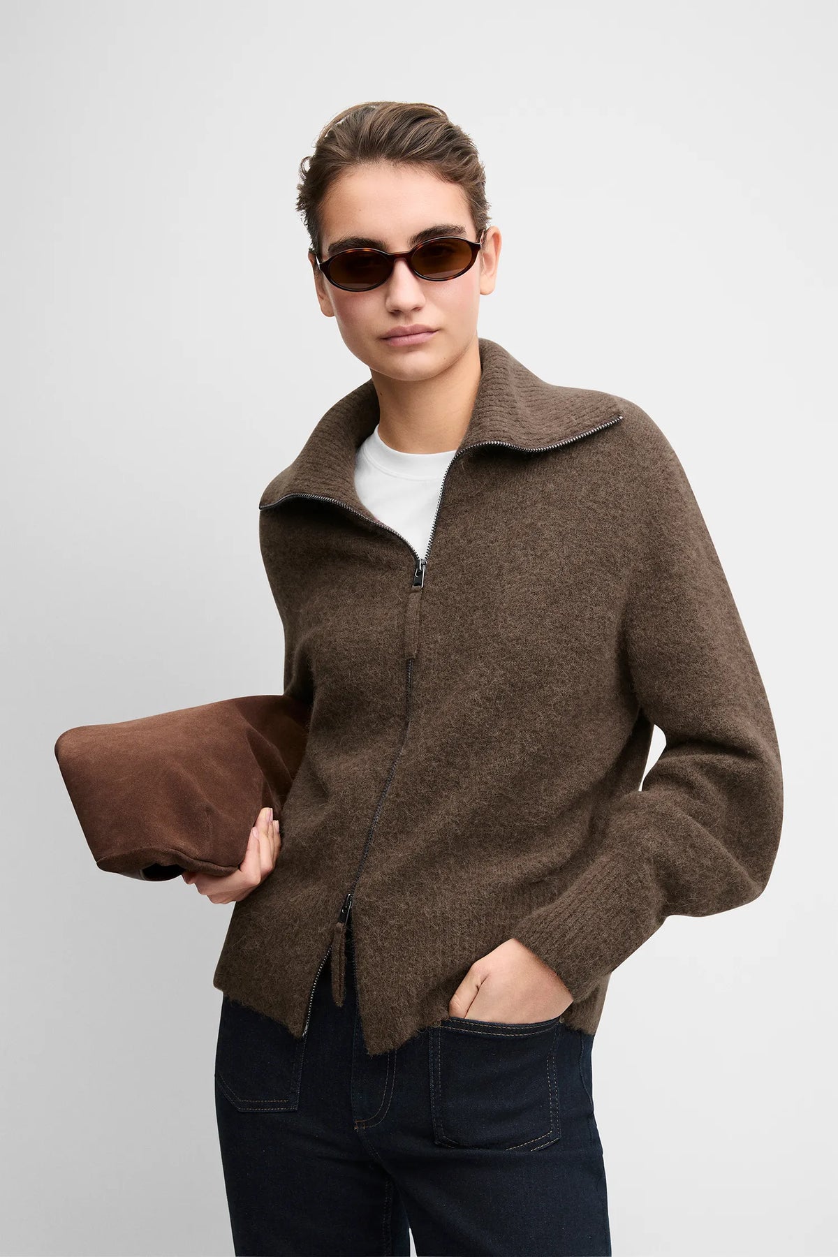 Strickjacke in Melange-Optik