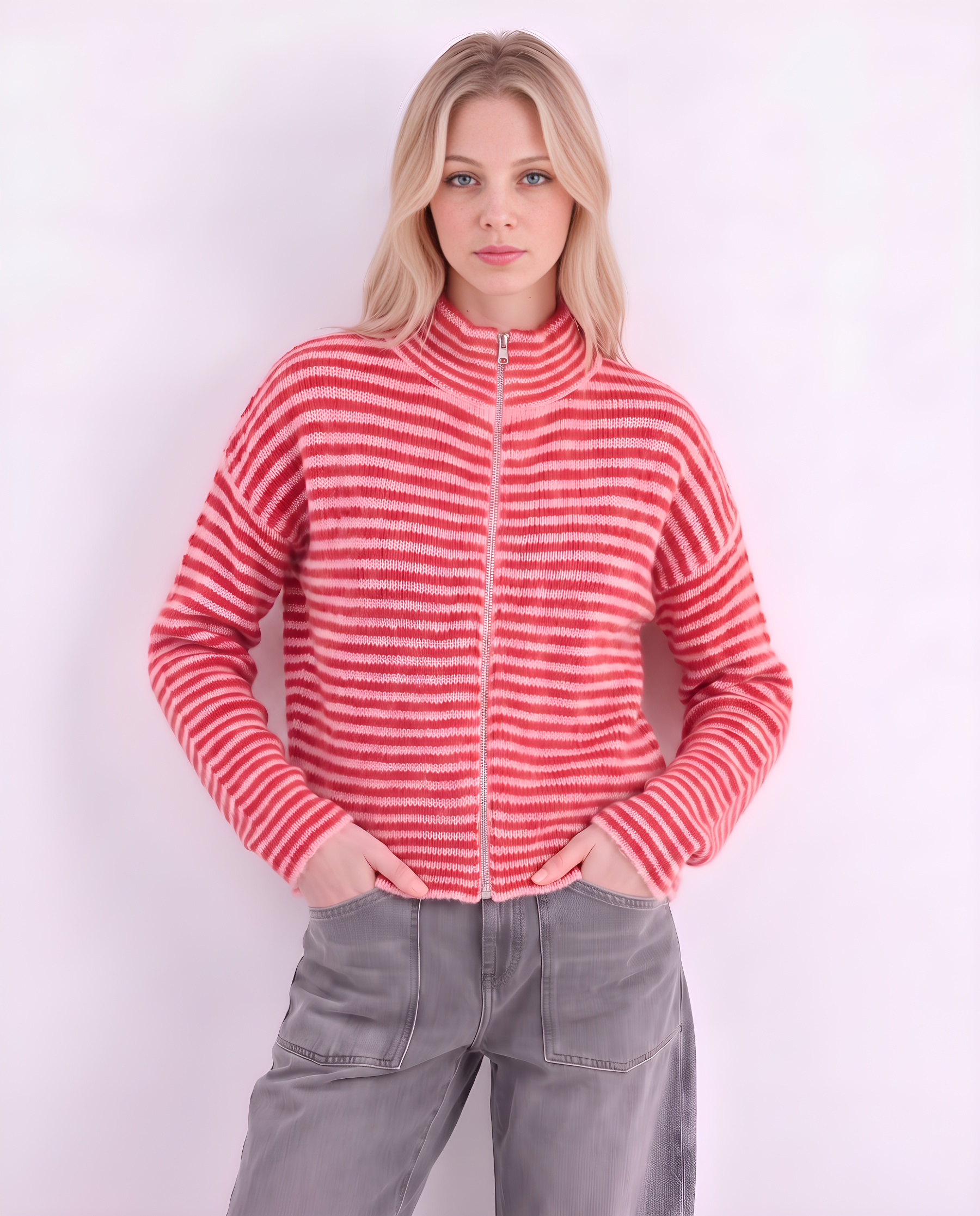 Strickjacke mit Streifen
