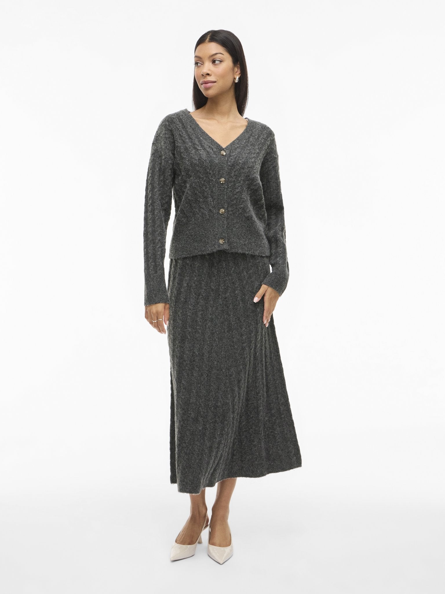 VILA Strickjacken Dark Grey Melange