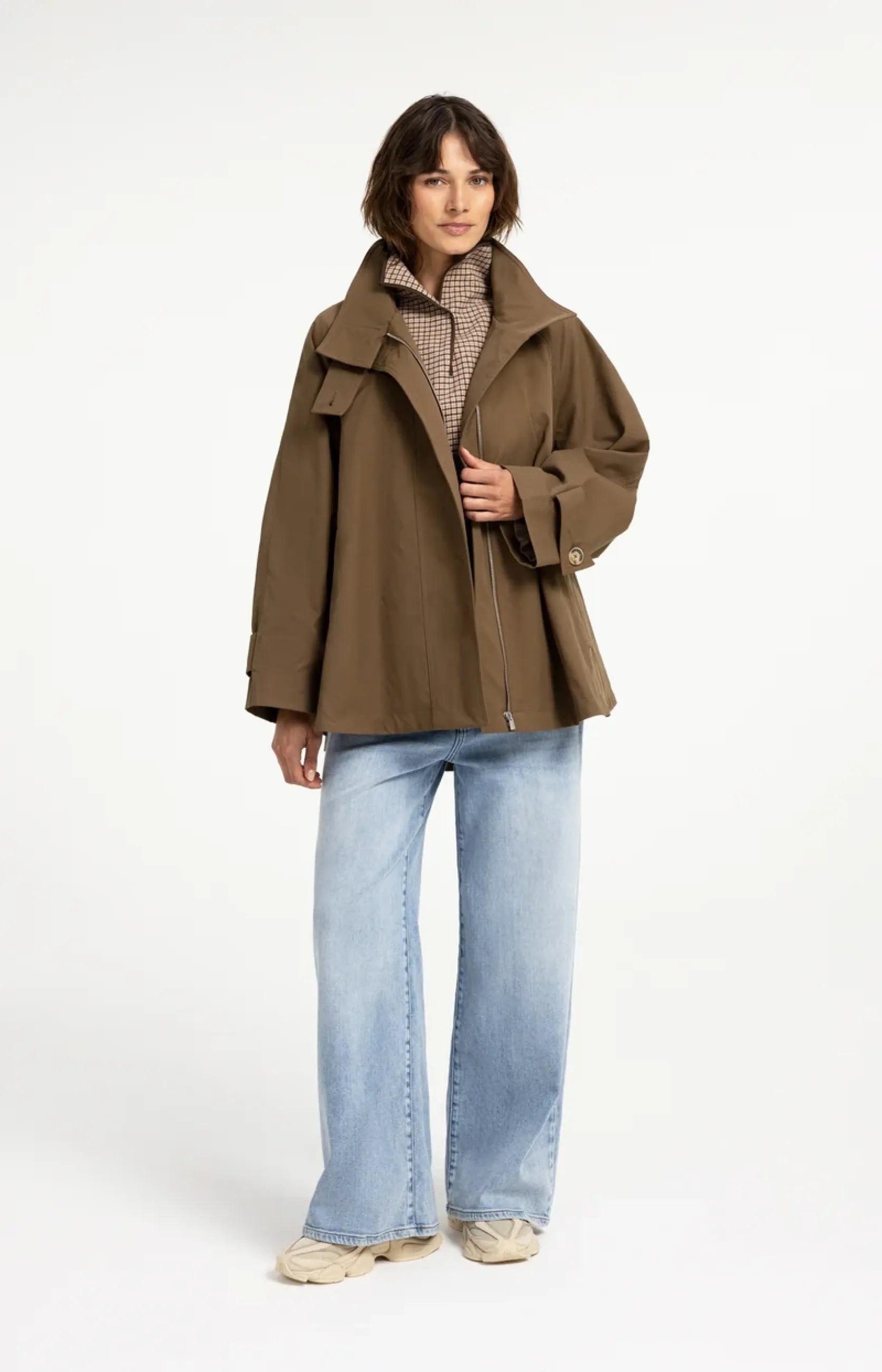 A-Linien-Trenchjacke mit Stehkragen