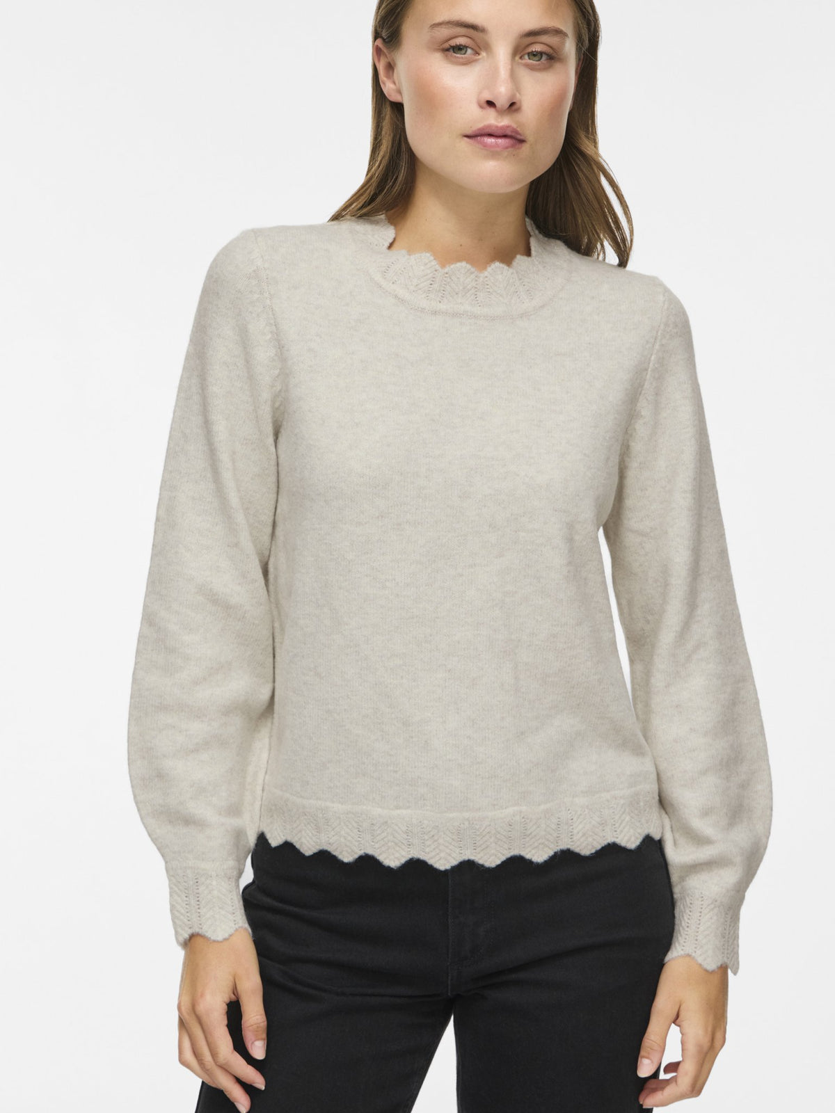 VILA Strickpullover Super Light Natural Melan