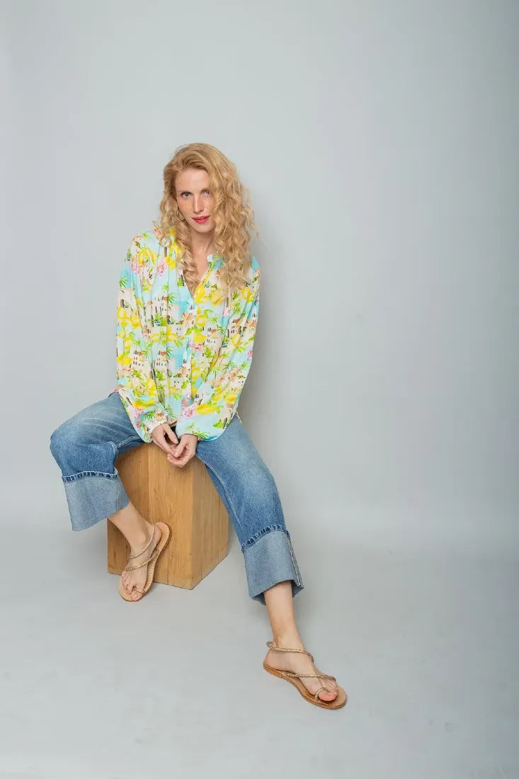 Bluse mit mediterranem Print