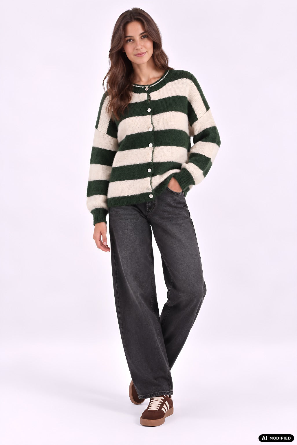 Strickjacke mit Streifen