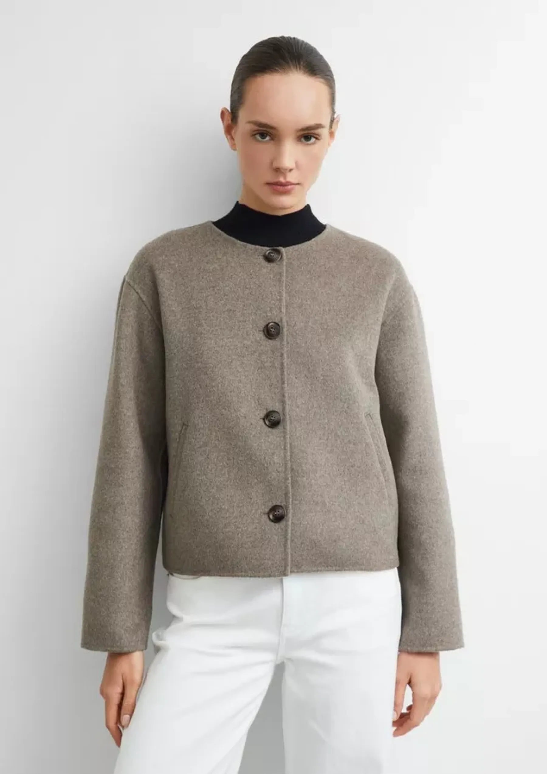 Doubleface-Jacke mit abnehmbarem Schal