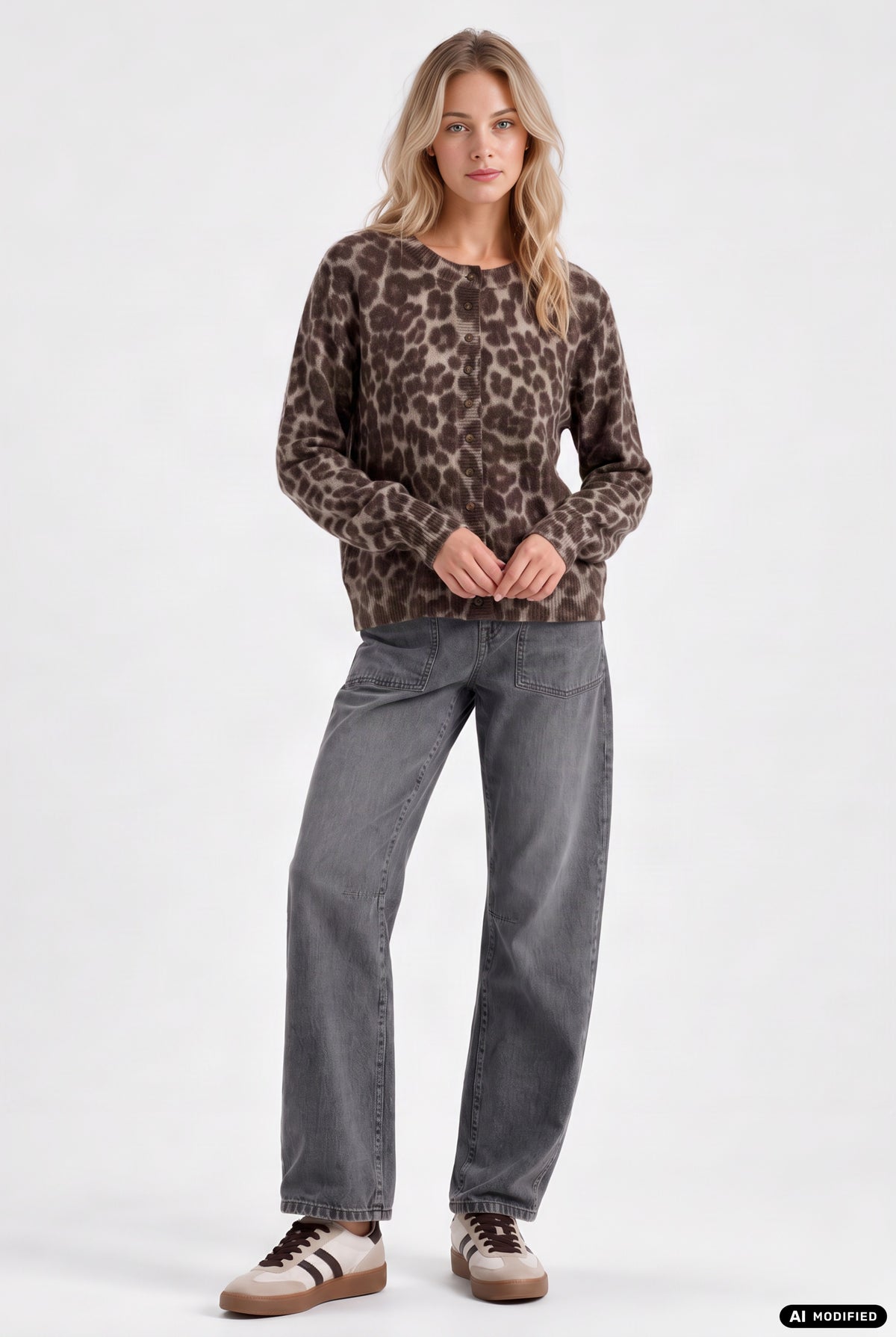 Strickjacke mit Animal-Print
