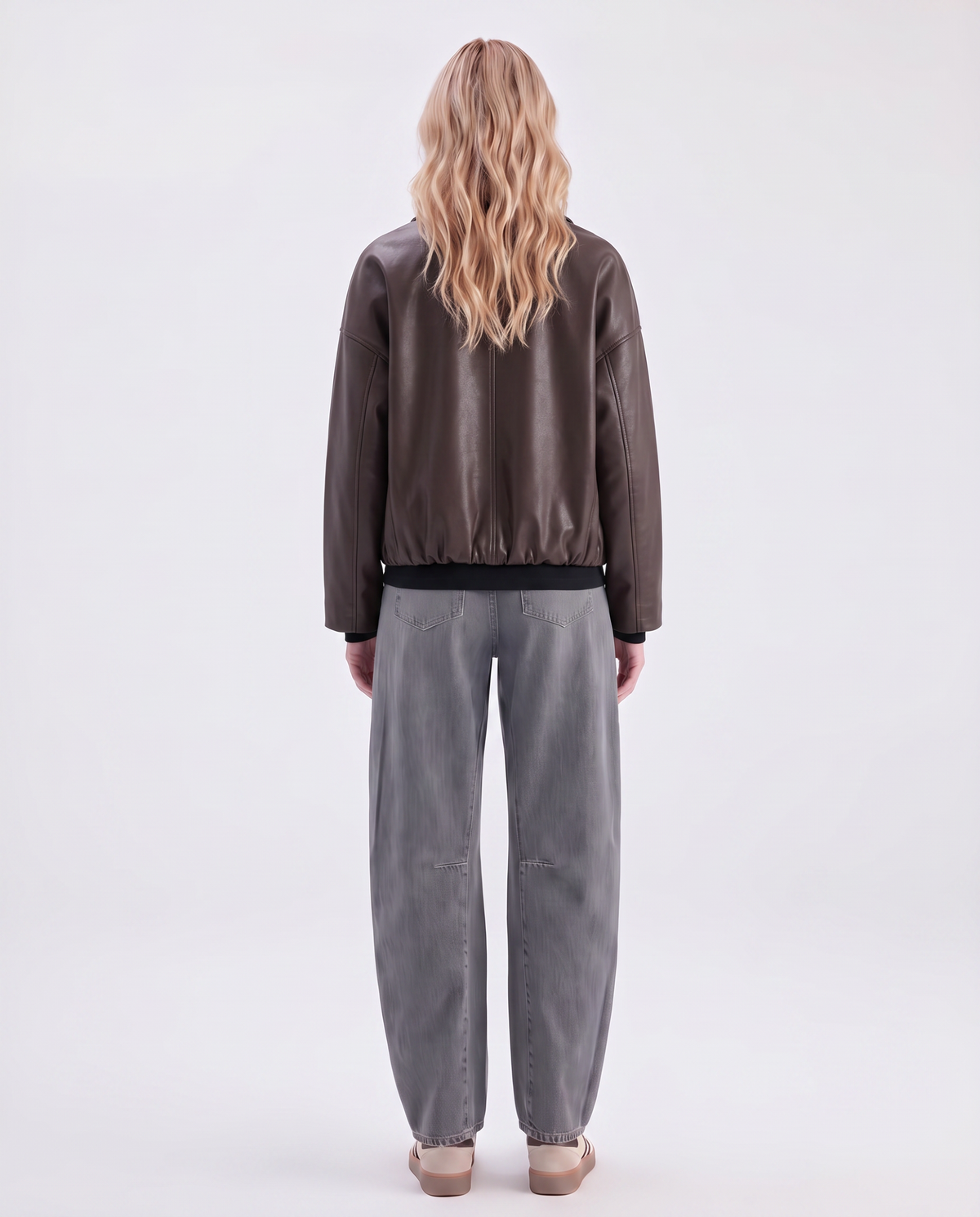 Kunstlederjacke mit Kentkragen