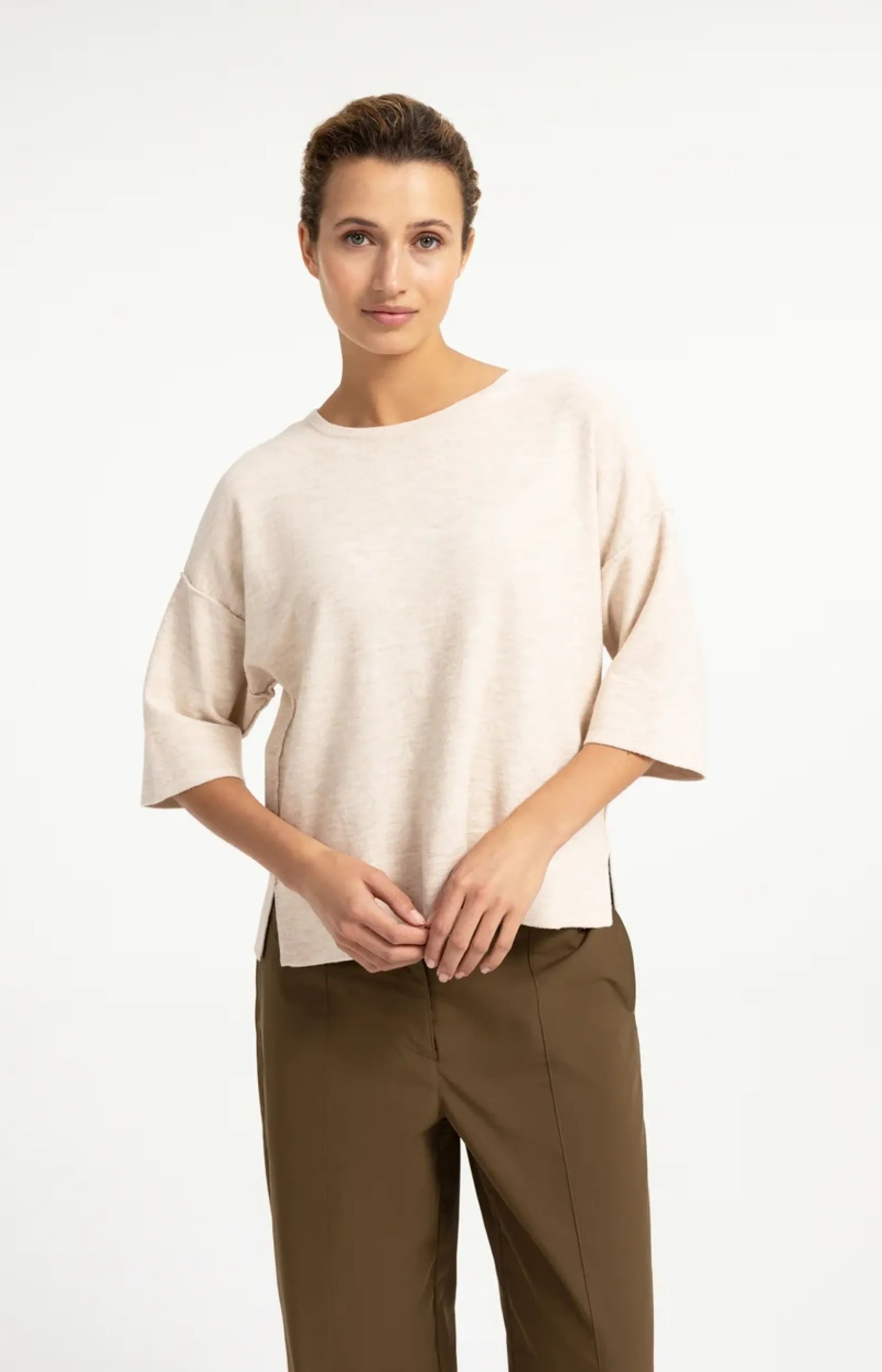Oversize-Shirt aus Feinstrick mit halblangen Ärmeln