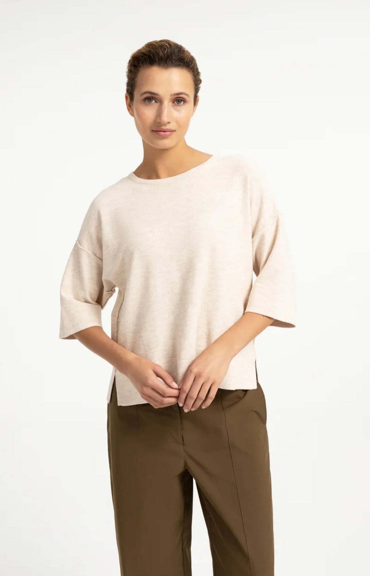 Oversize-Shirt aus Feinstrick mit halblangen Ärmeln