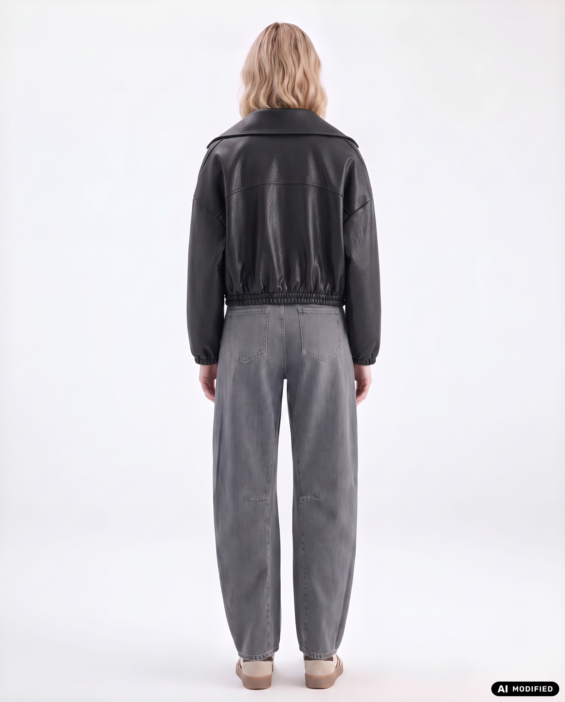 Kunstlederjacke mit Reverskragen