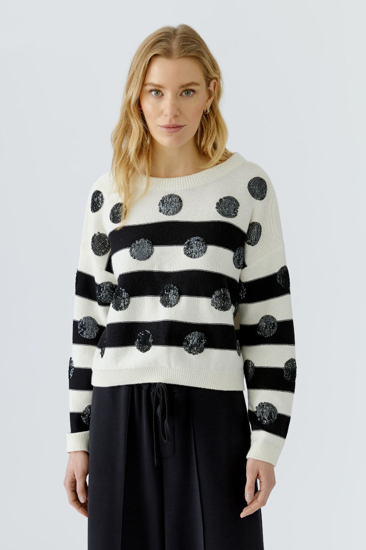 Strickpullover mit Paillettenpunkten