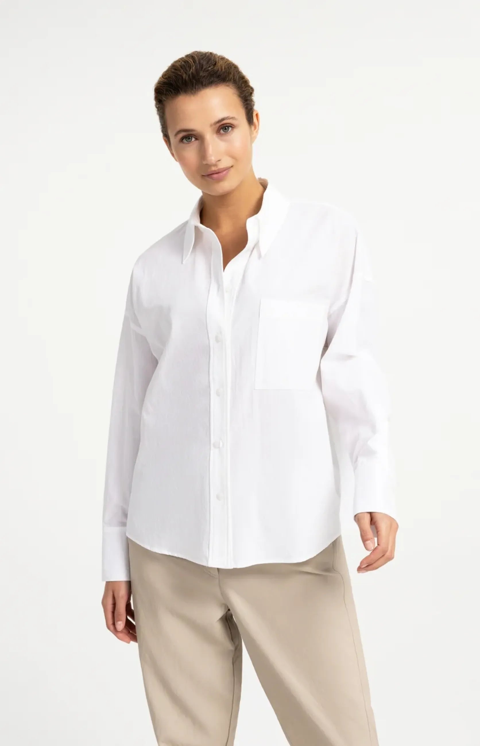 Baumwollbluse im Oversize-Schnitt mit Brusttasche