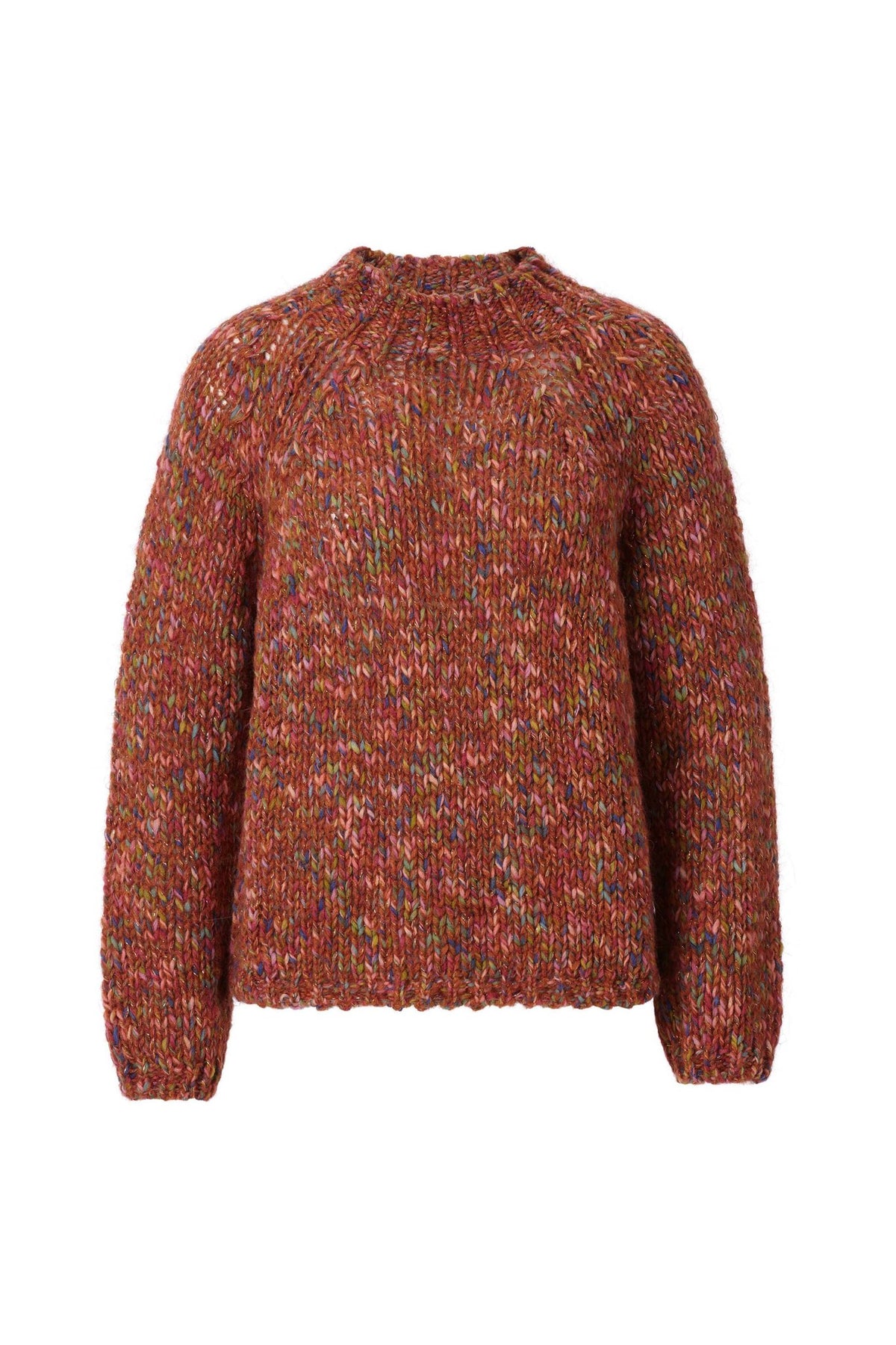 Grobstrick-Pullover in Melange-Optik