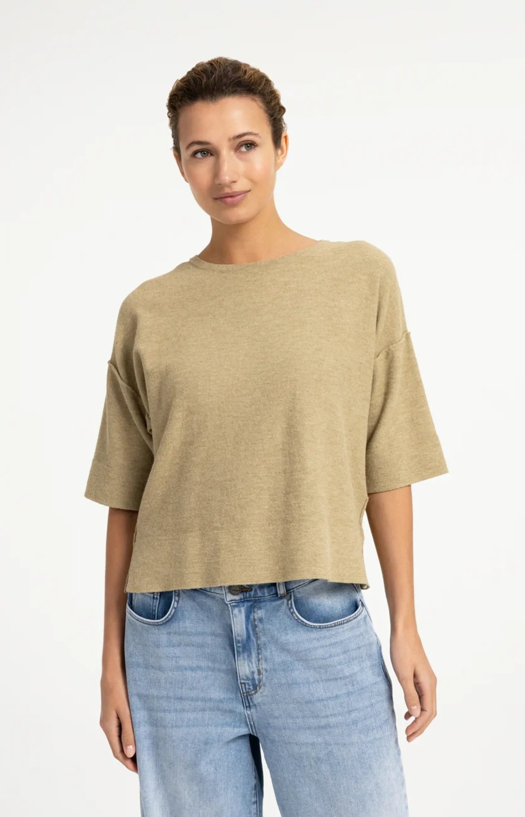 Oversize-Shirt aus Feinstrick mit halblangen Ärmeln