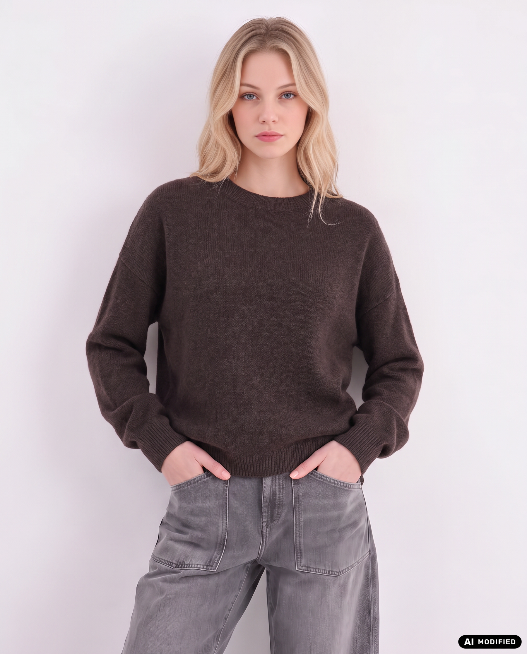 Strickpullover mit Rundhalsausschnitt