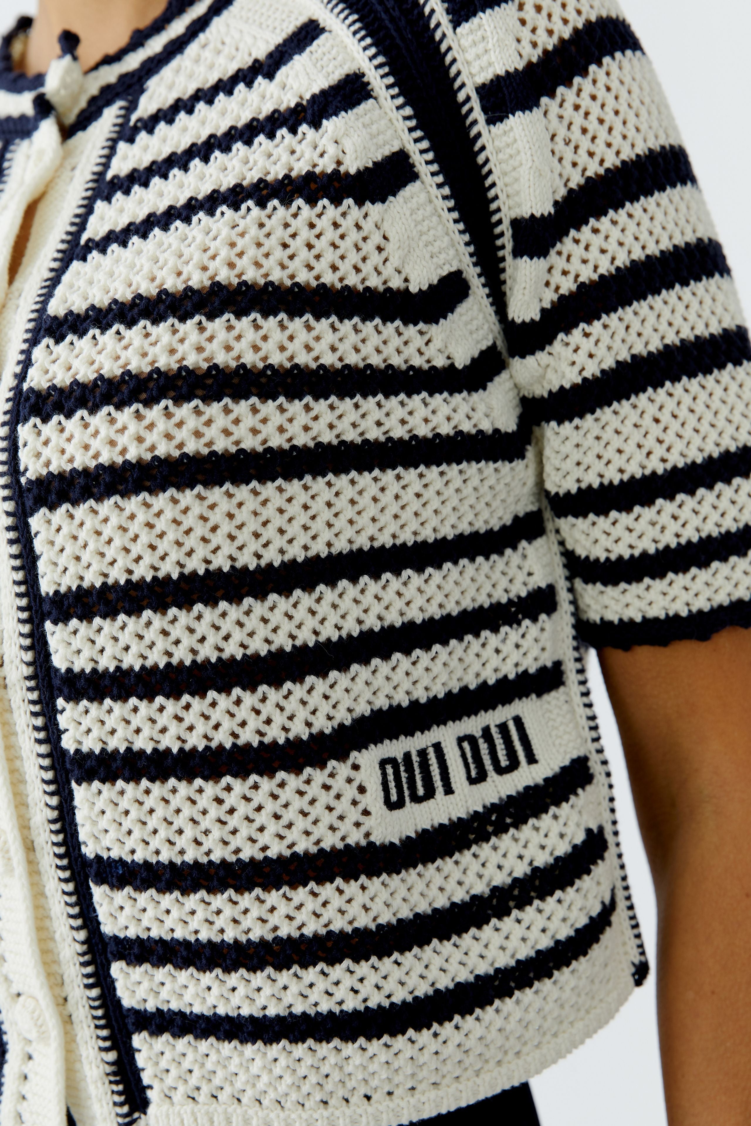 Oui Strickjacken White Blue