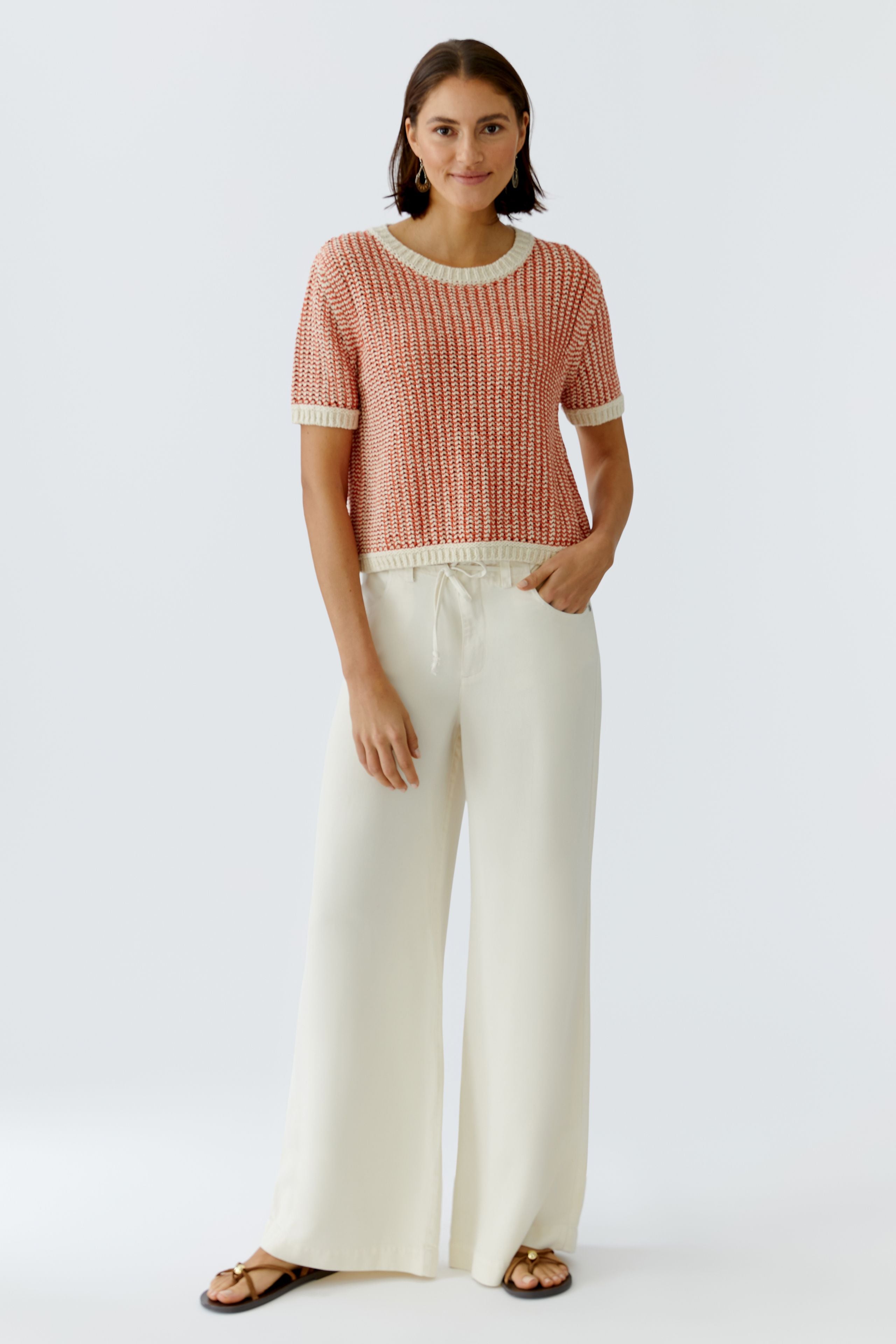 Oui Strickpullover Offwhite Aprico