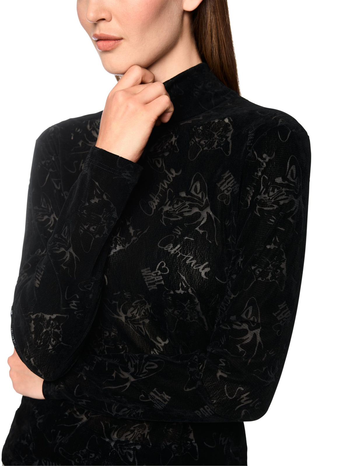 Longsleeve mit Katzen-Optik