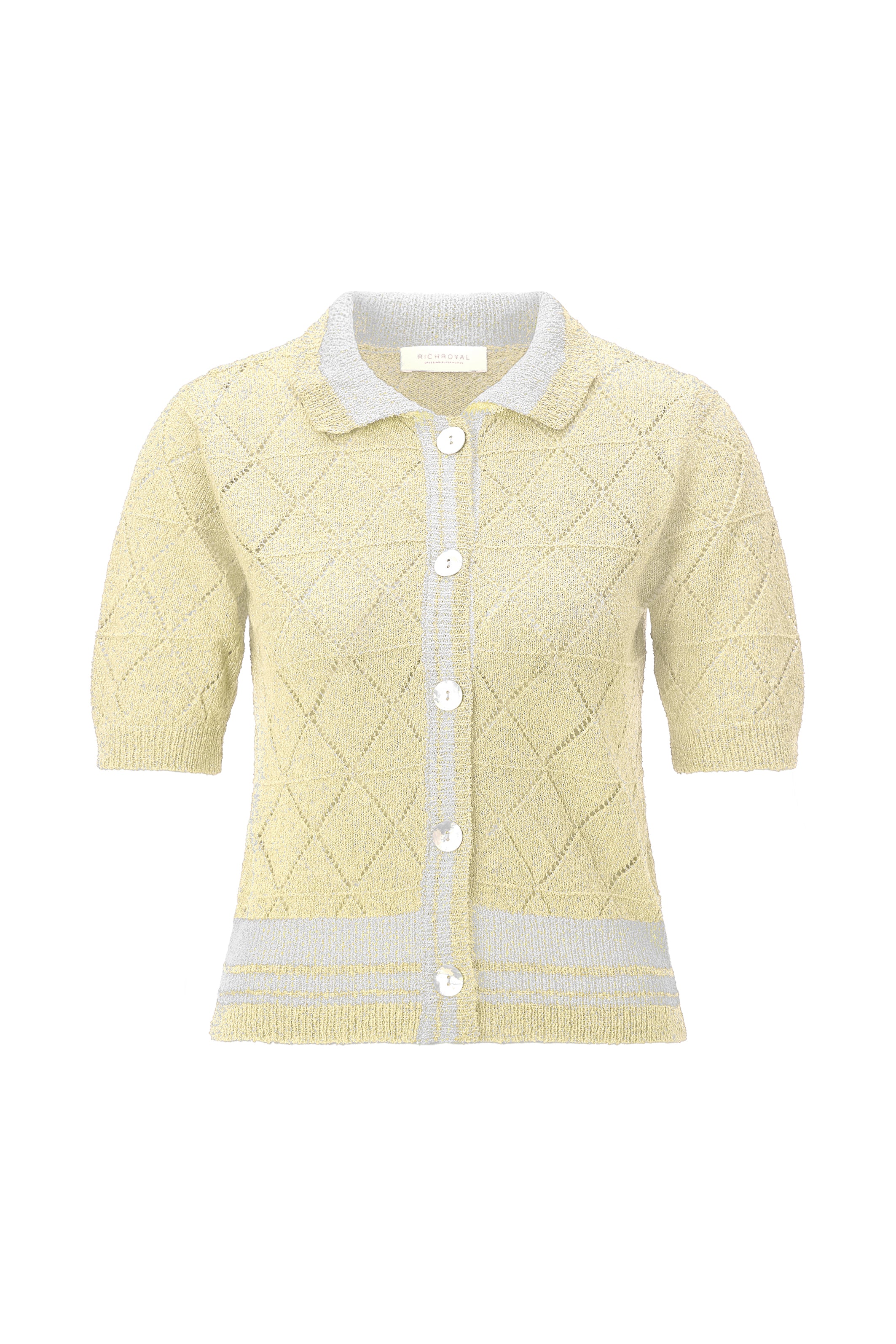 Ajour-Cardigan mit Polokragen