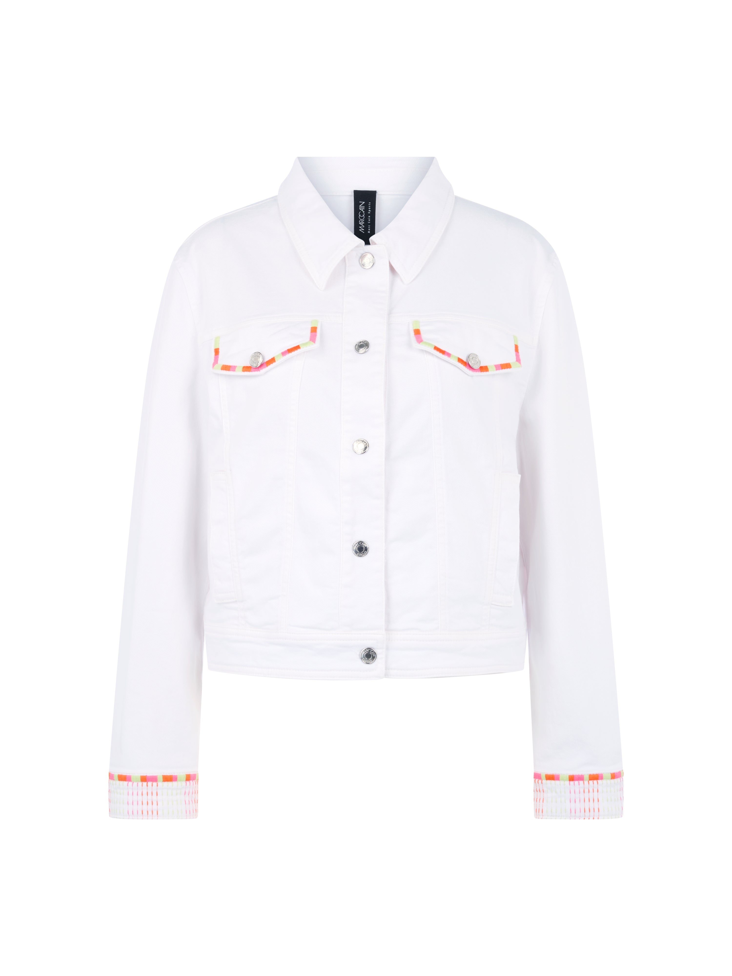 Jeansjacke mit bunten Stickereien