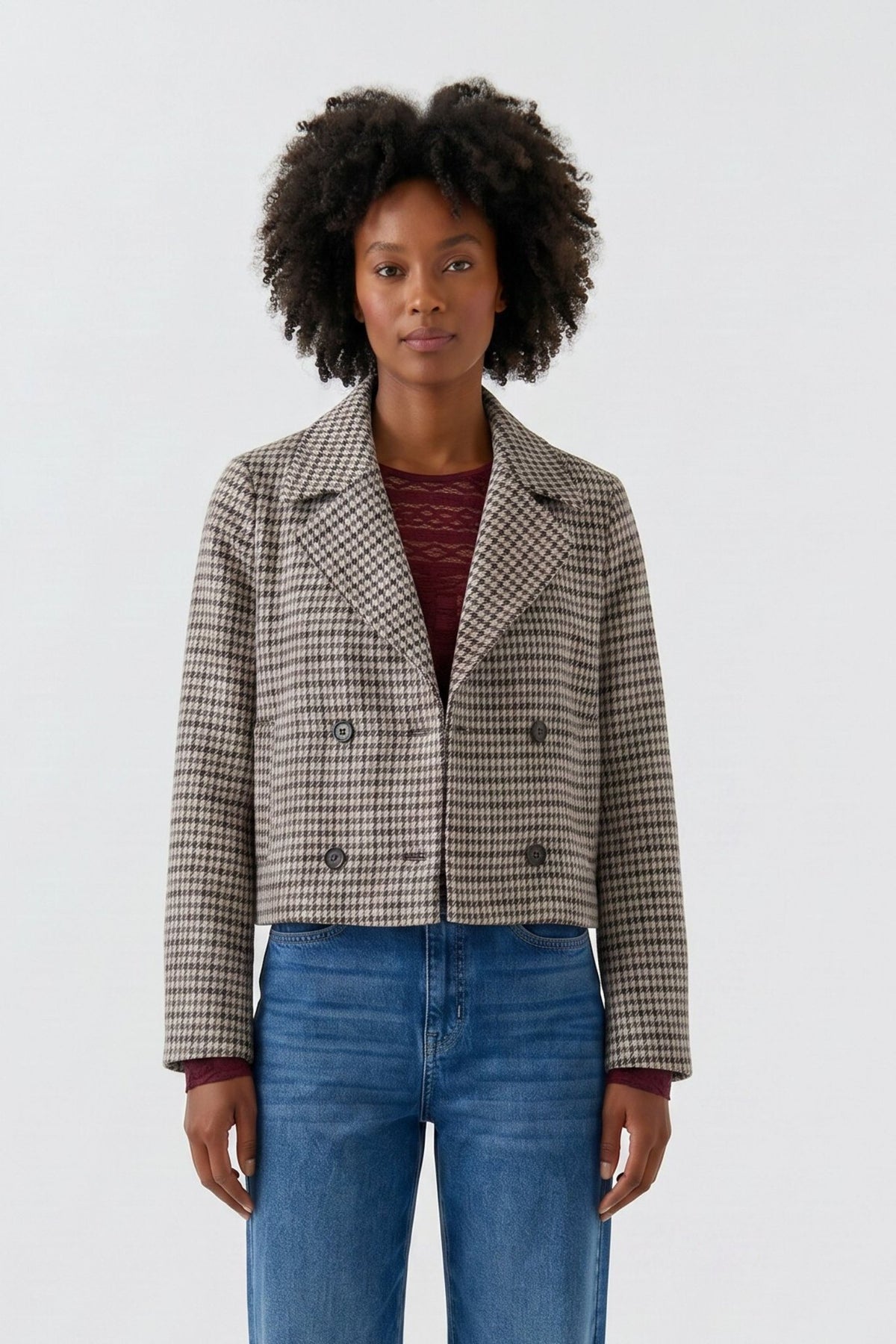 Blazer mit Pepita Jacquard