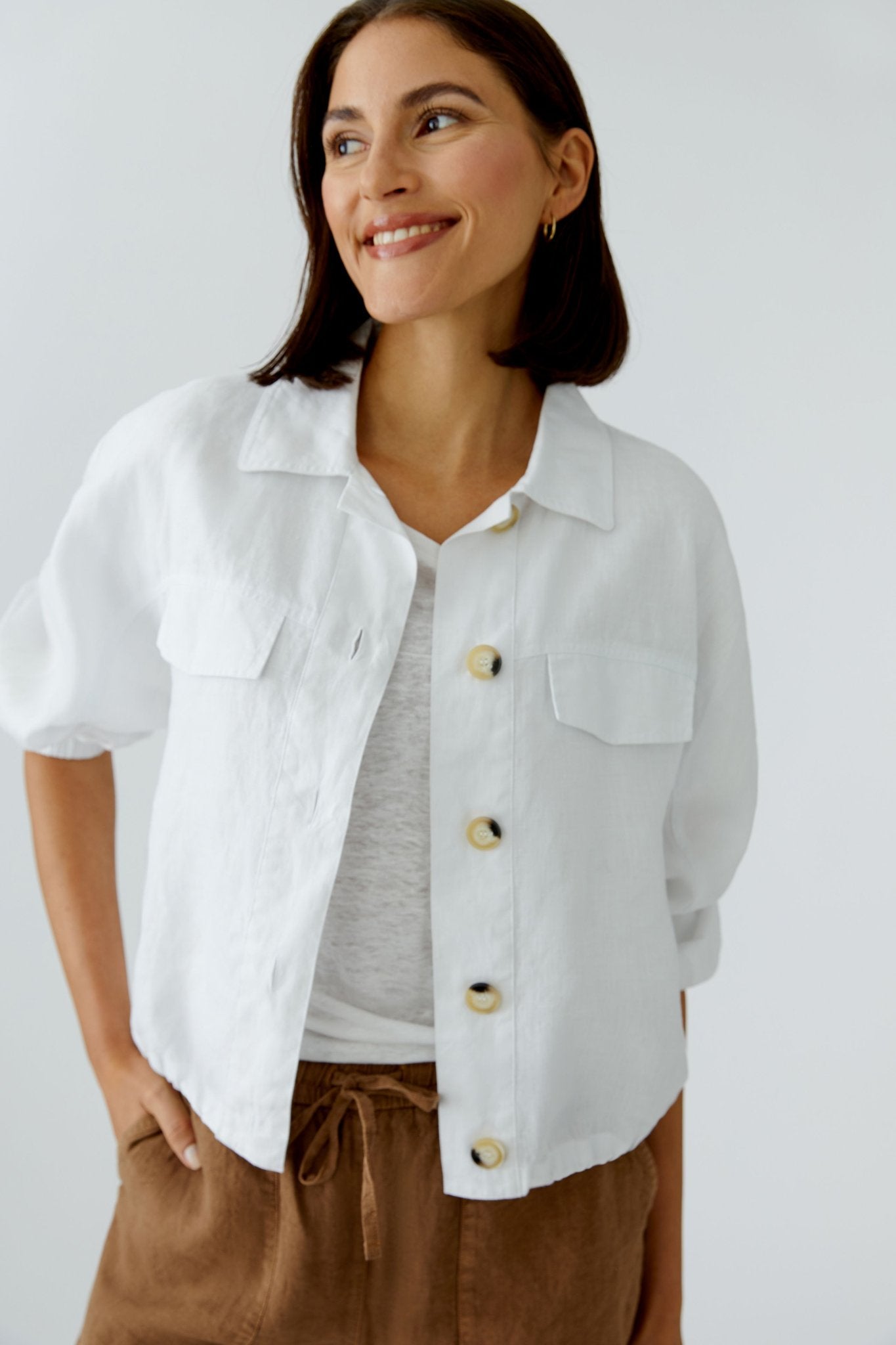 Leinenjacke mit Knopfleiste