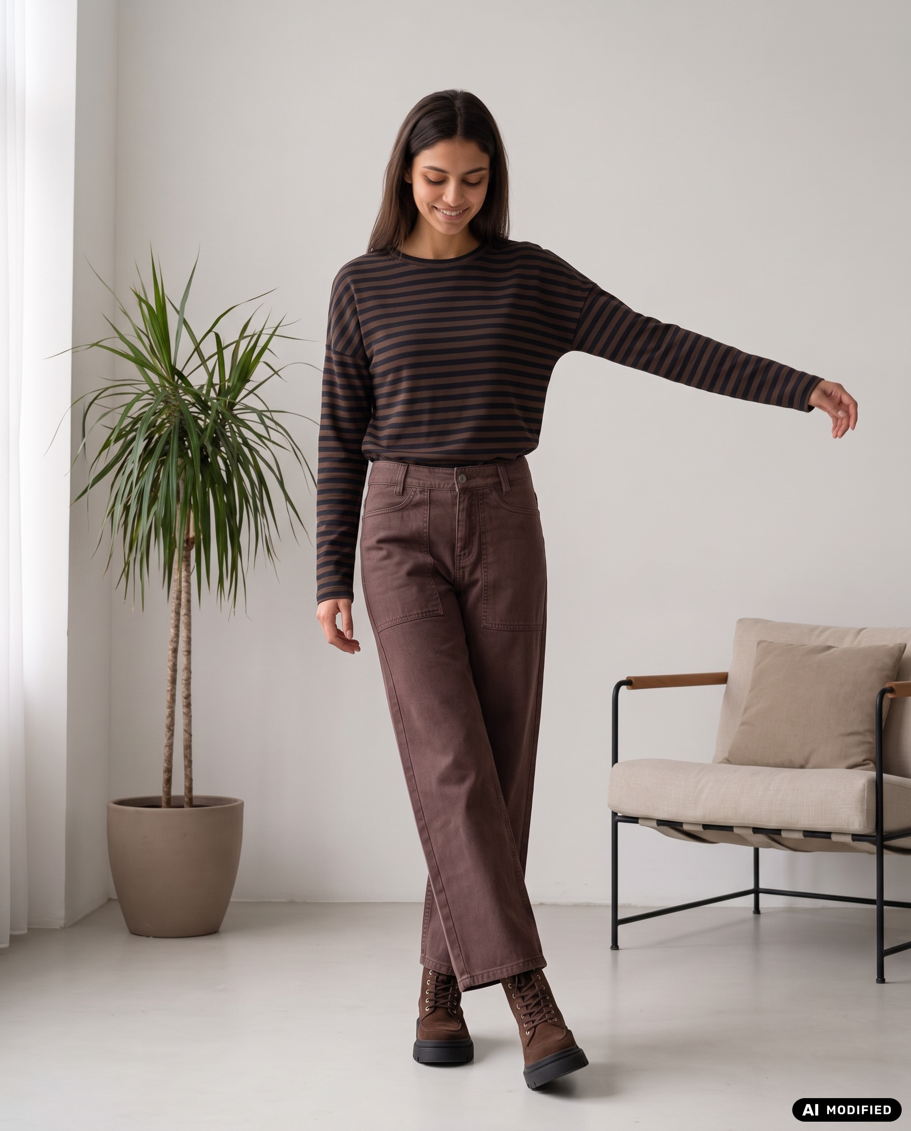 verkürztes Sweatshirt mit Streifen