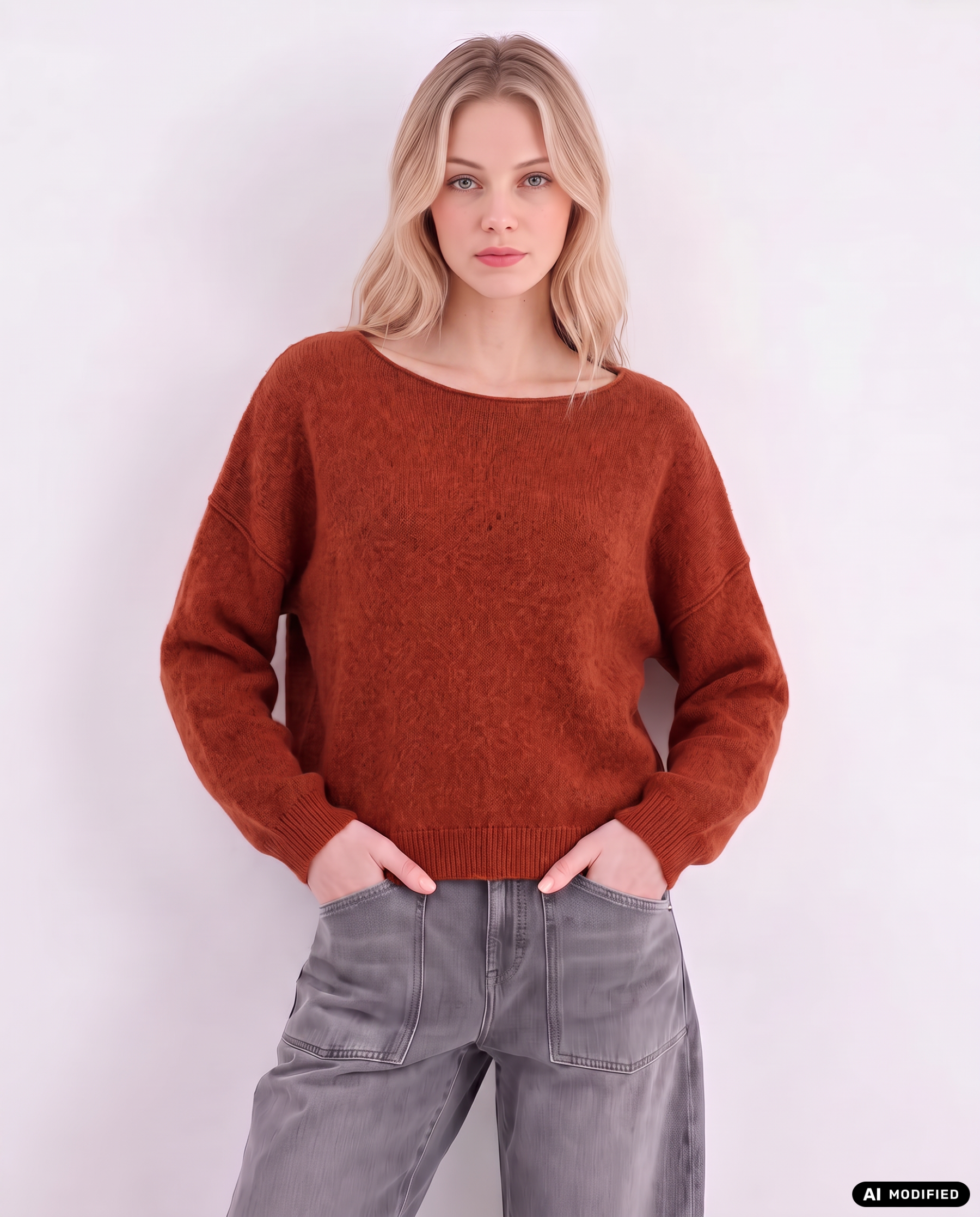 Strickpullover mit Rollkanten