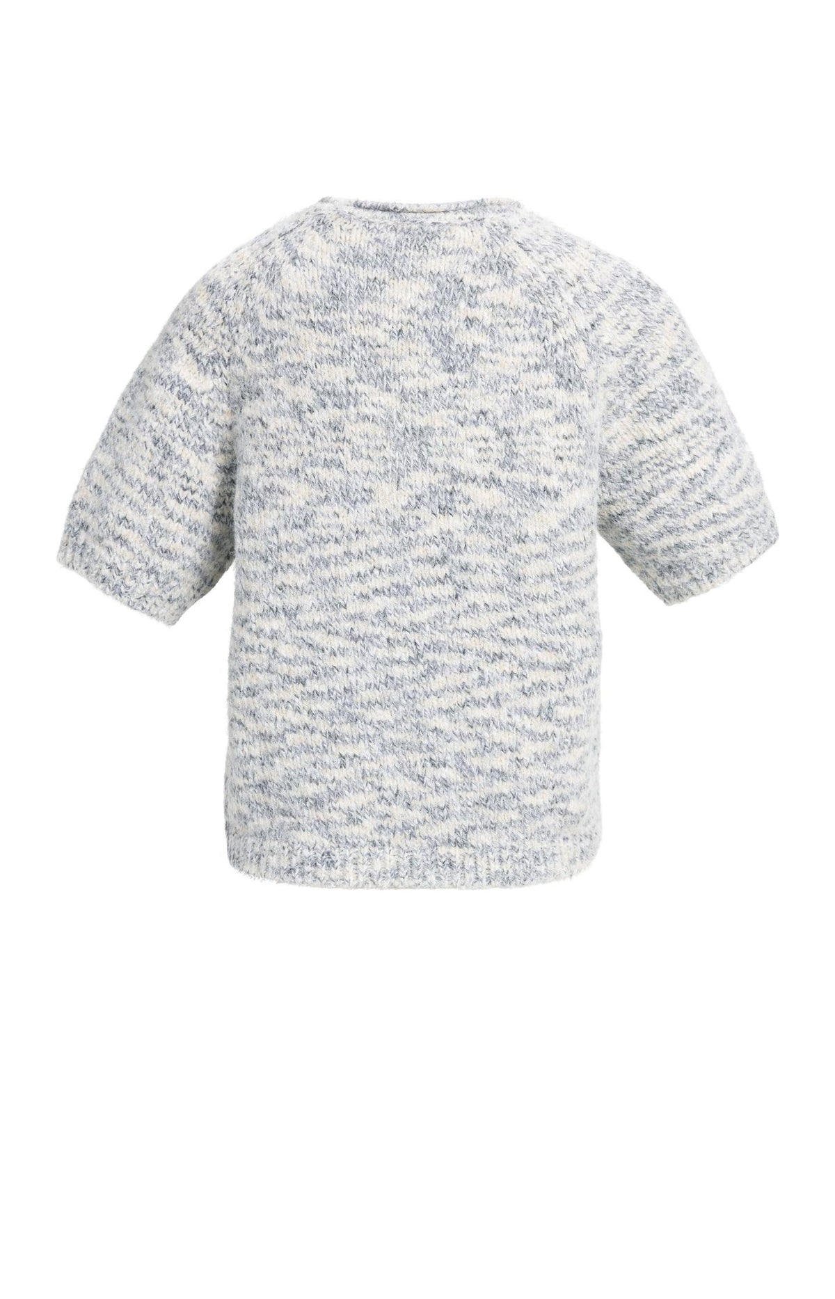 Melange-Strickpullover mit kurzen Ärmeln