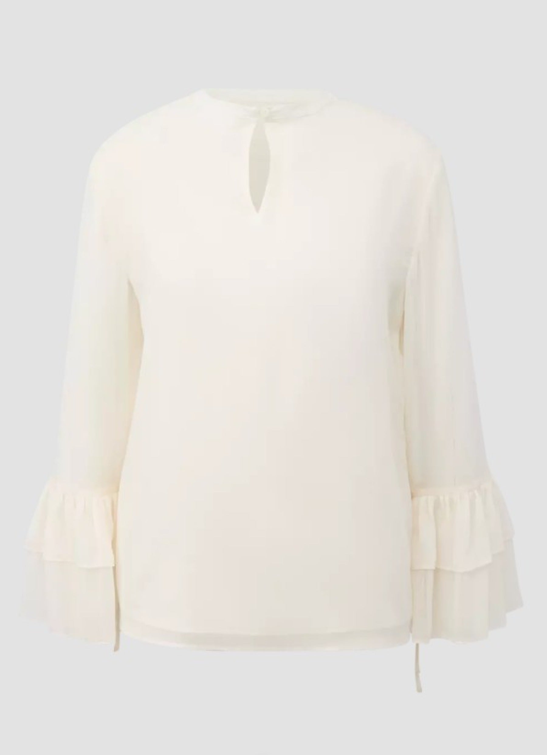 Strukturierte Chiffon-Bluse mit Volant-Ärmeln