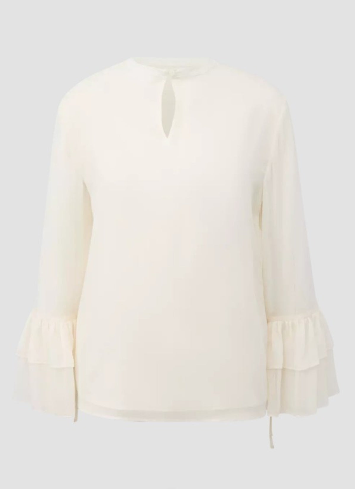Strukturierte Chiffon-Bluse mit Volant-Ärmeln