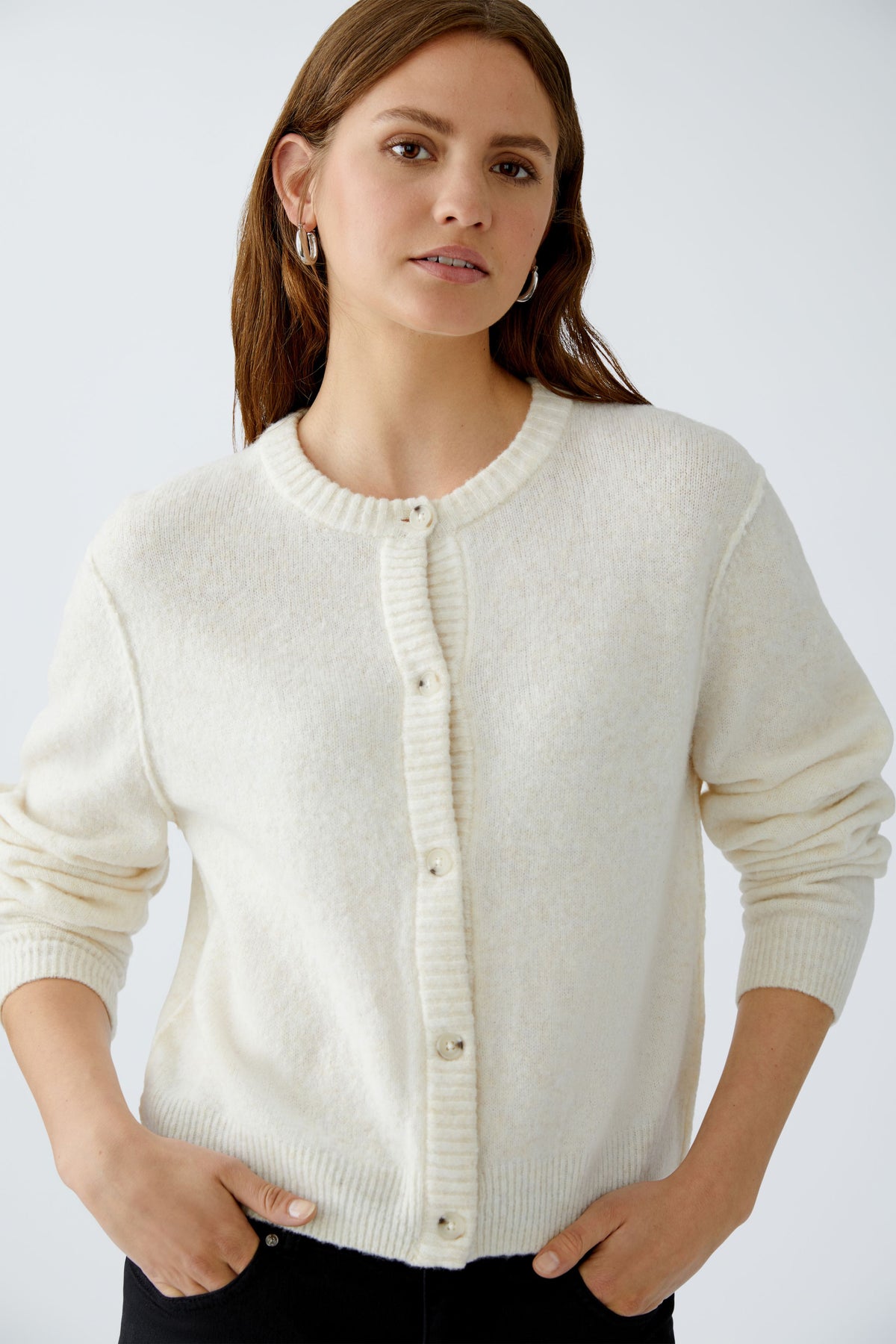 Oui Strickjacken Offwhite