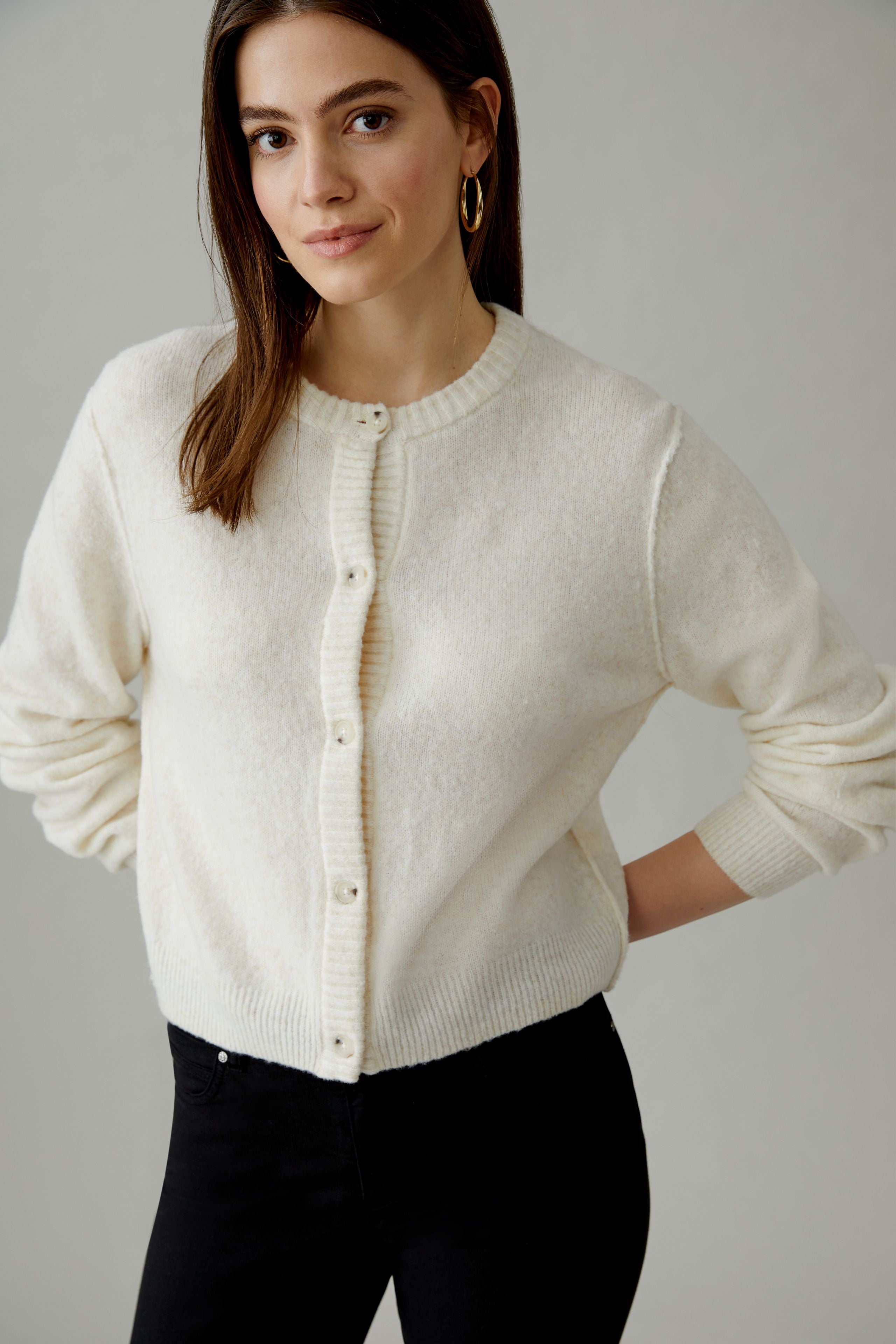 Oui Strickjacken Offwhite