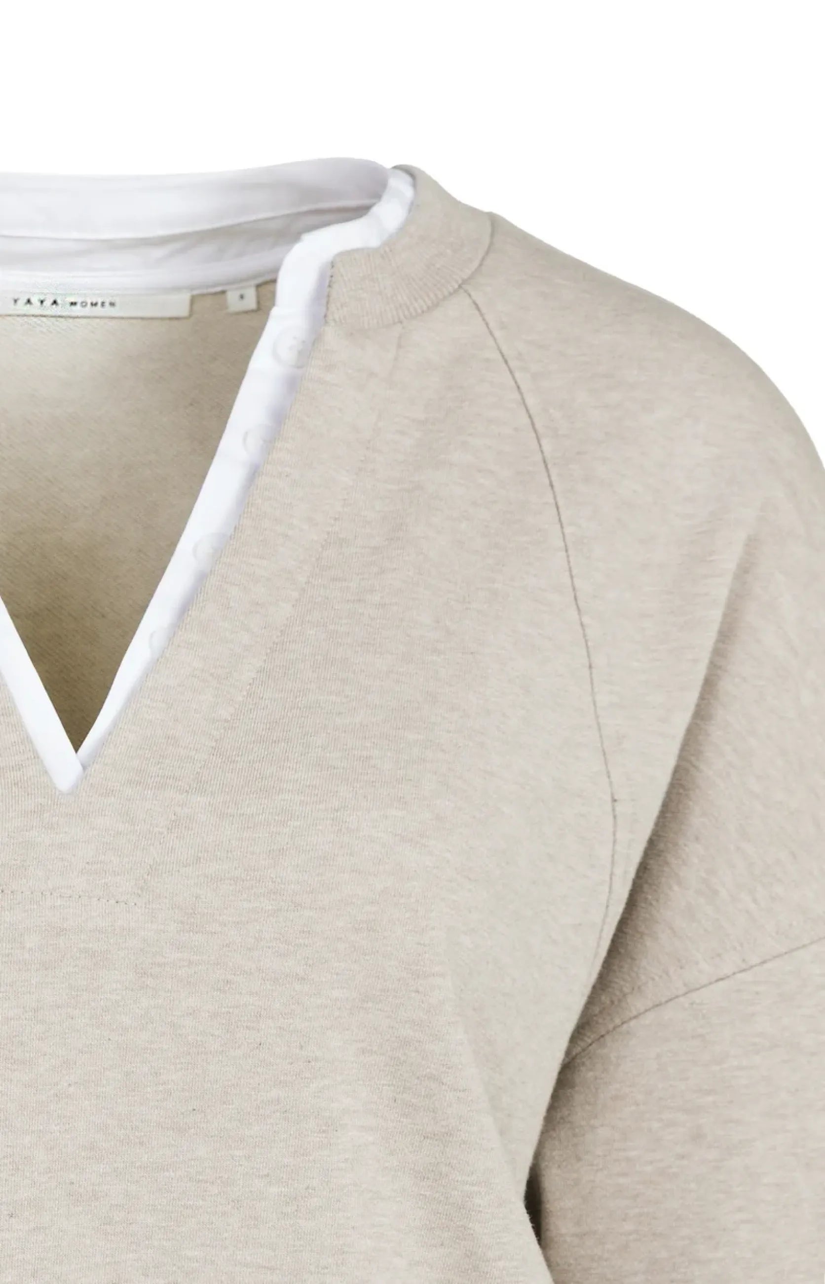 Sweatshirt mit V-Ausschnitt und Webkragen