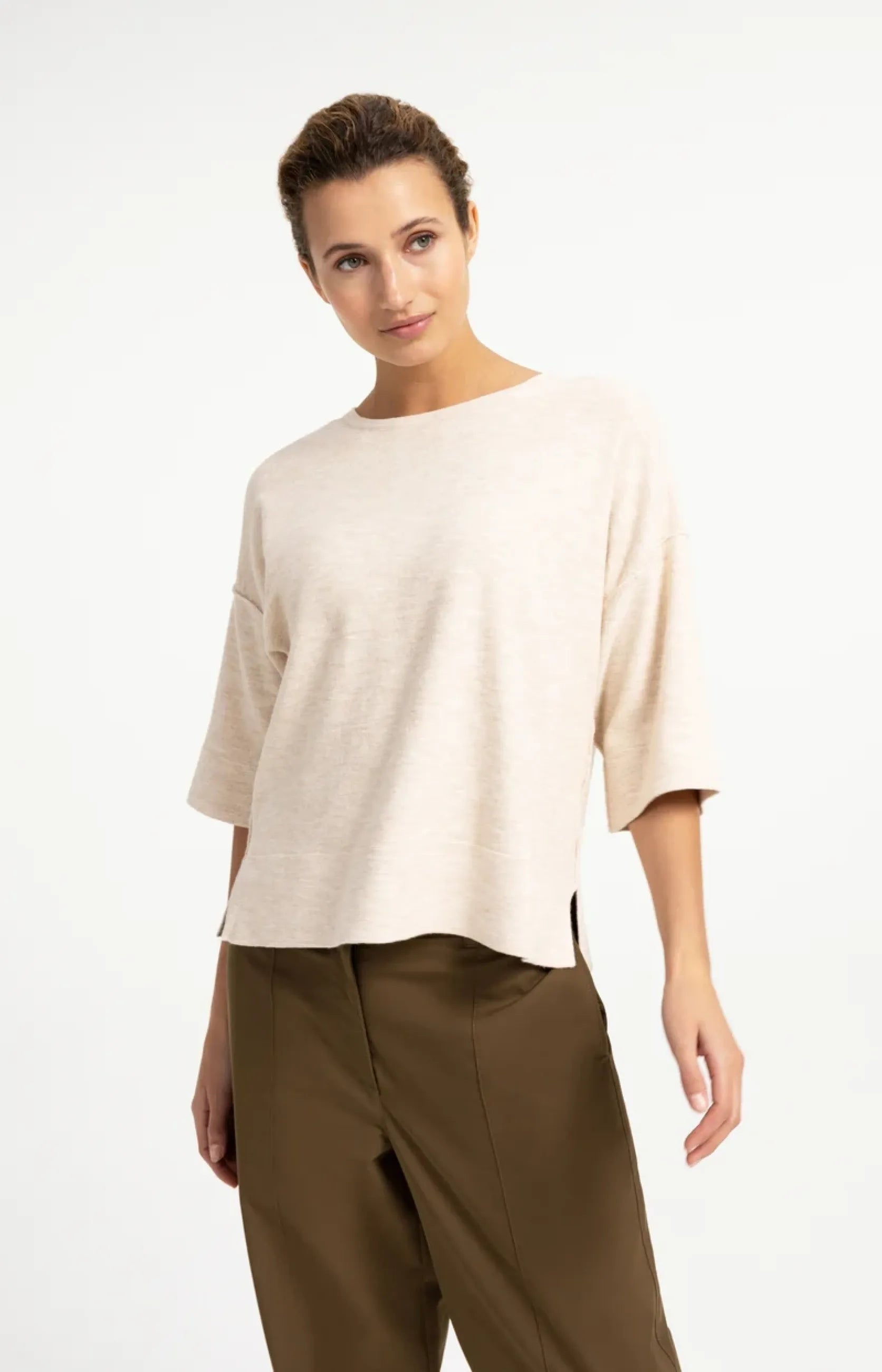Oversize-Shirt aus Feinstrick mit halblangen Ärmeln