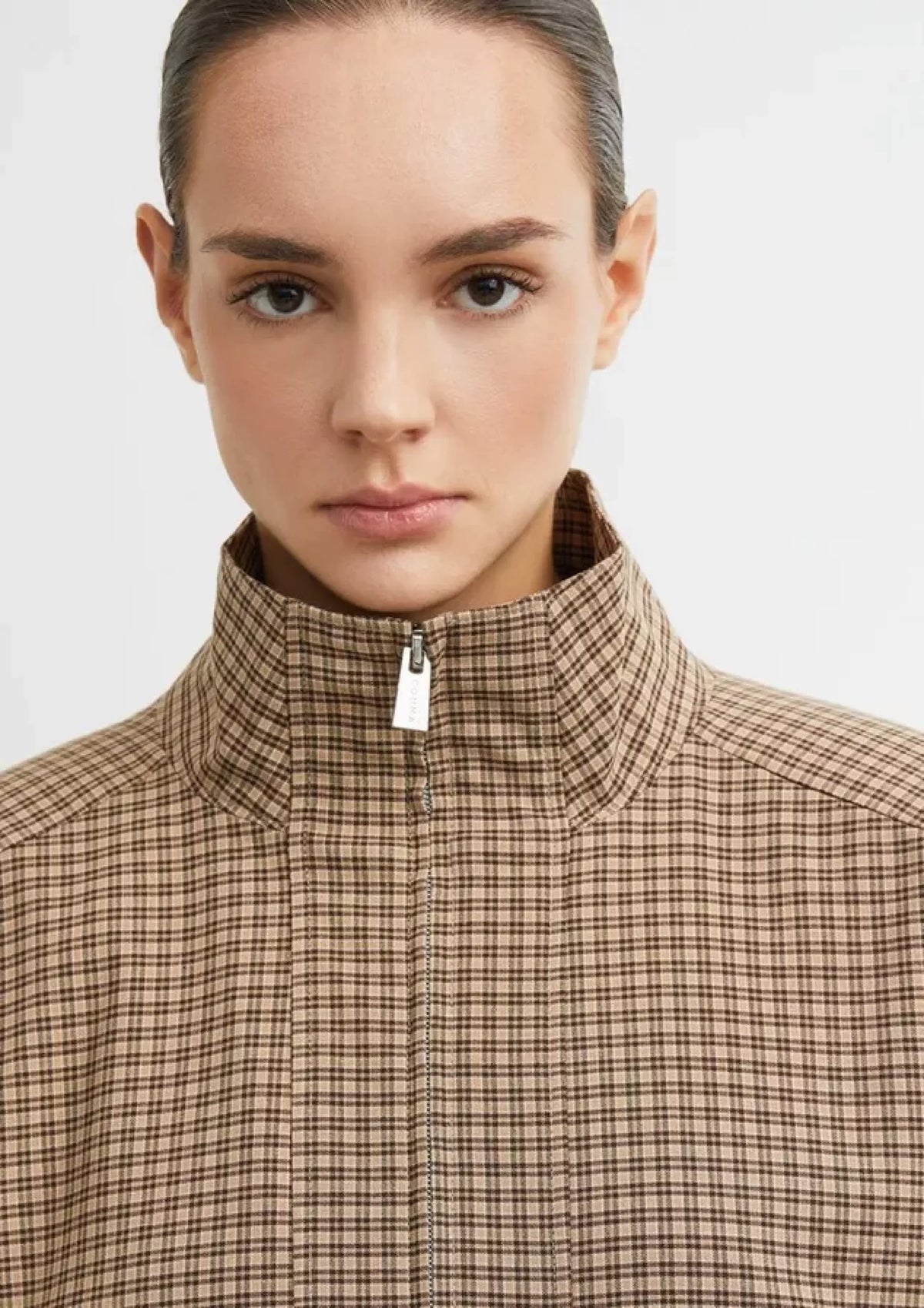 Karierte Blousonjacke mit Stehkragen